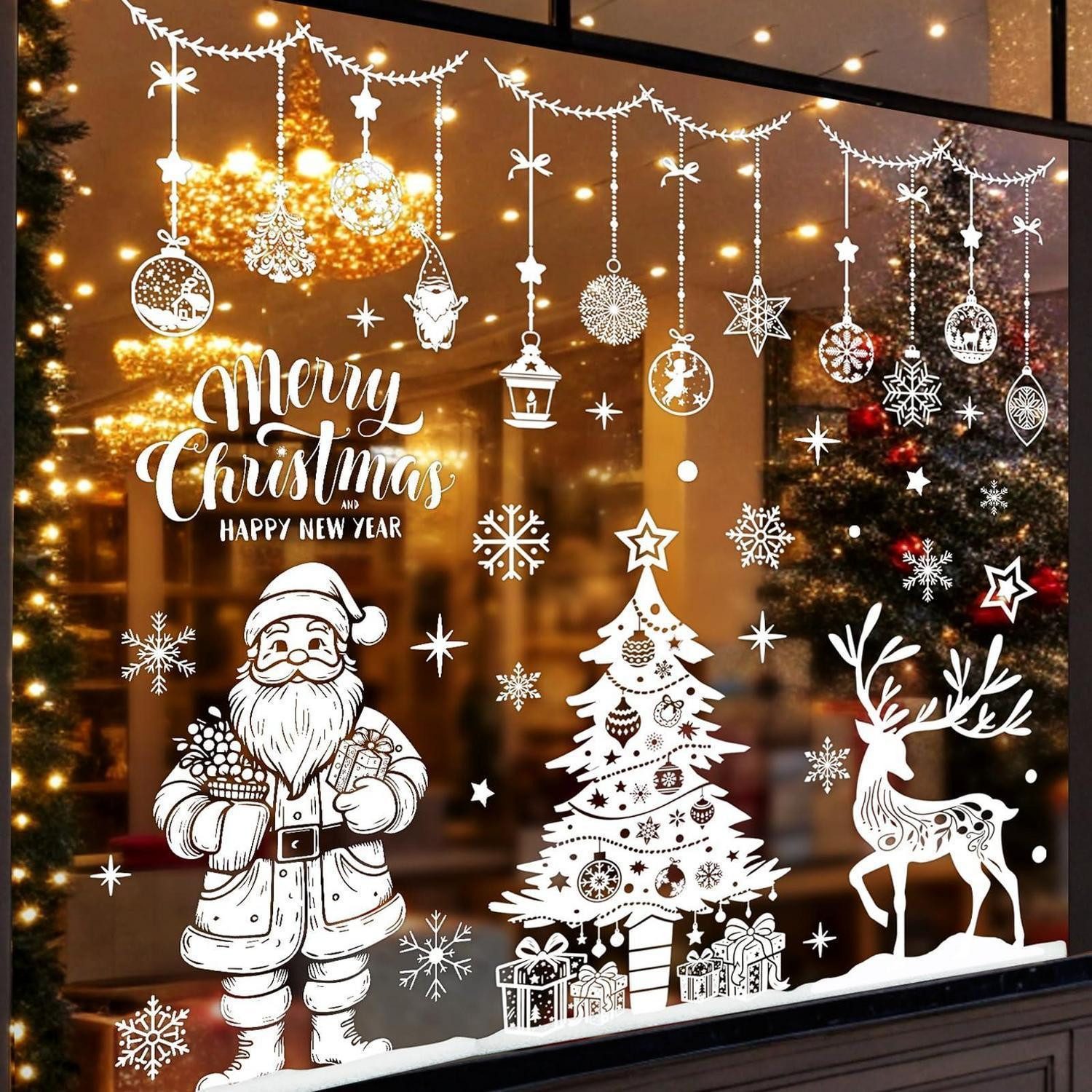 LuxusKollektion Fensterbild Fensterbilder Weihnachten Selbstklebend Groß Weiß