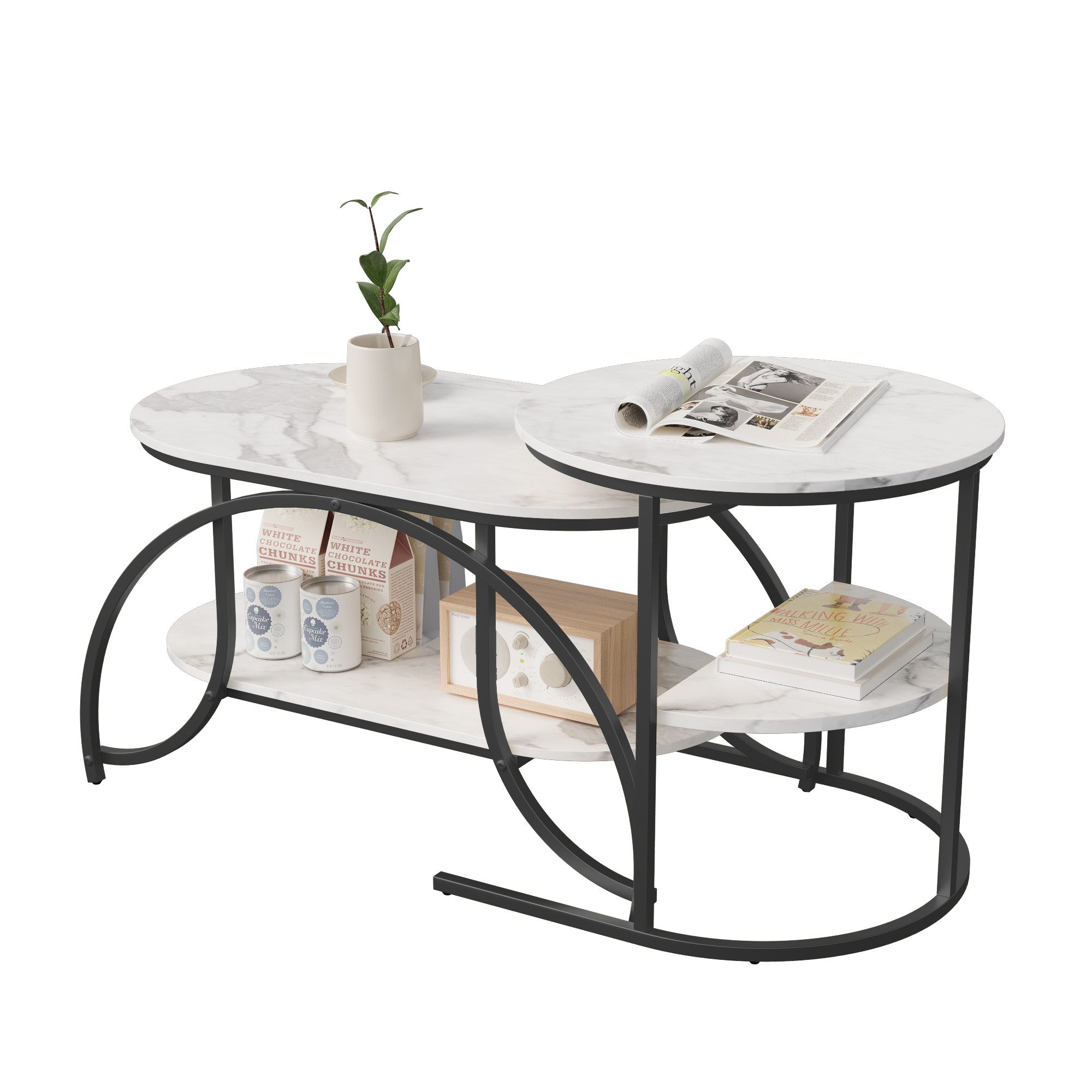 FUROKOY Couchtisch Beistelltisch Sofatisch wohnzimmertisch kaffeetisch 2er günstig online kaufen