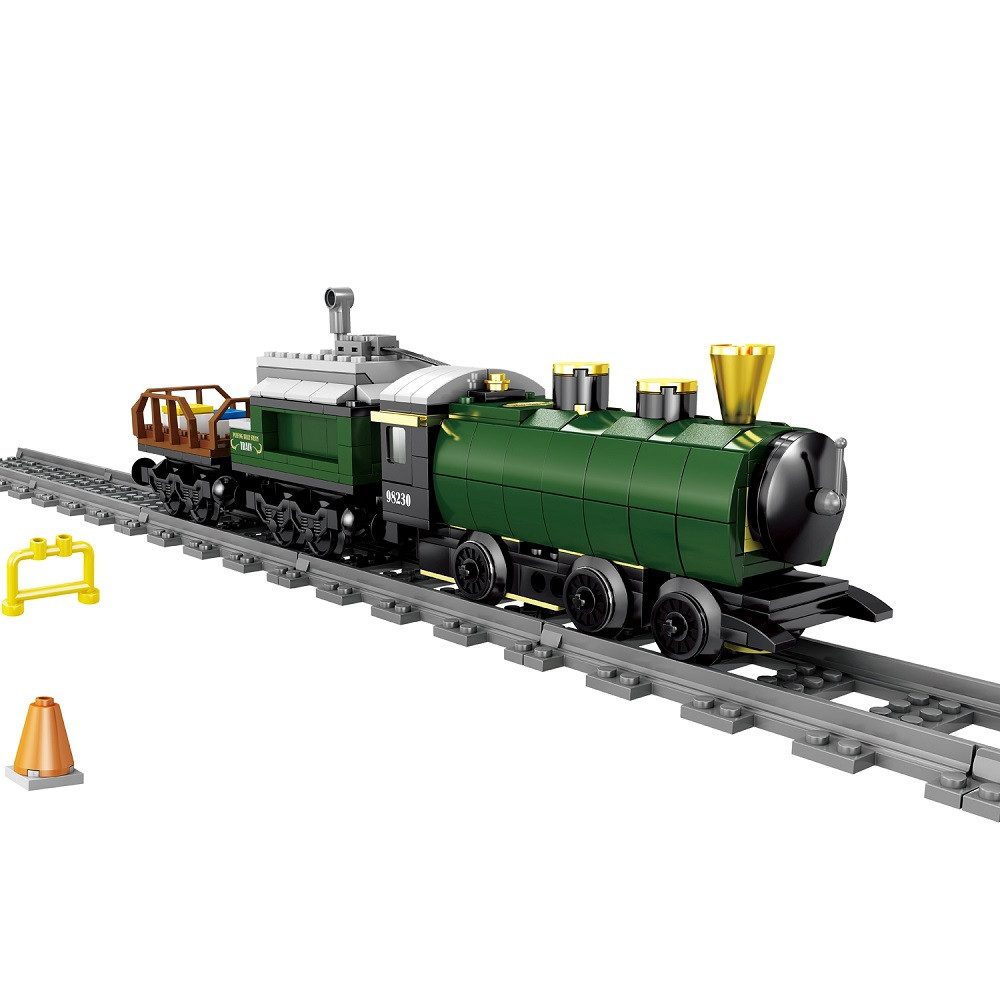 FunTomia Spielzeug-Zug Klemmbaustein Eisenbahn Zug (grün) / Schienen günstig online kaufen