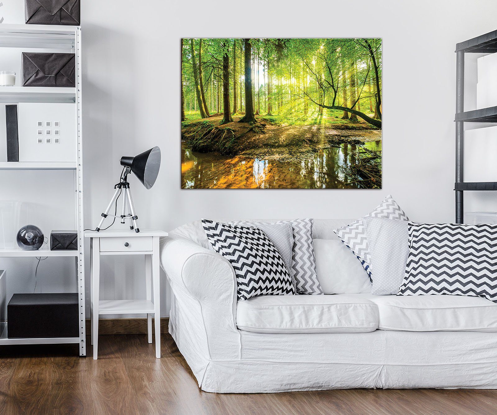 (Einteilig), für Groß Sonne Leinwandbilder Baum Bild Sonnenwald Kunstdruck Wohnzimmer Wallarena Leinwandbild Wandbild Wald Modern Auf Canvas Schlafzimmer, Wandbilder Aufhängefertig Bilder Natur Leinwand XXL