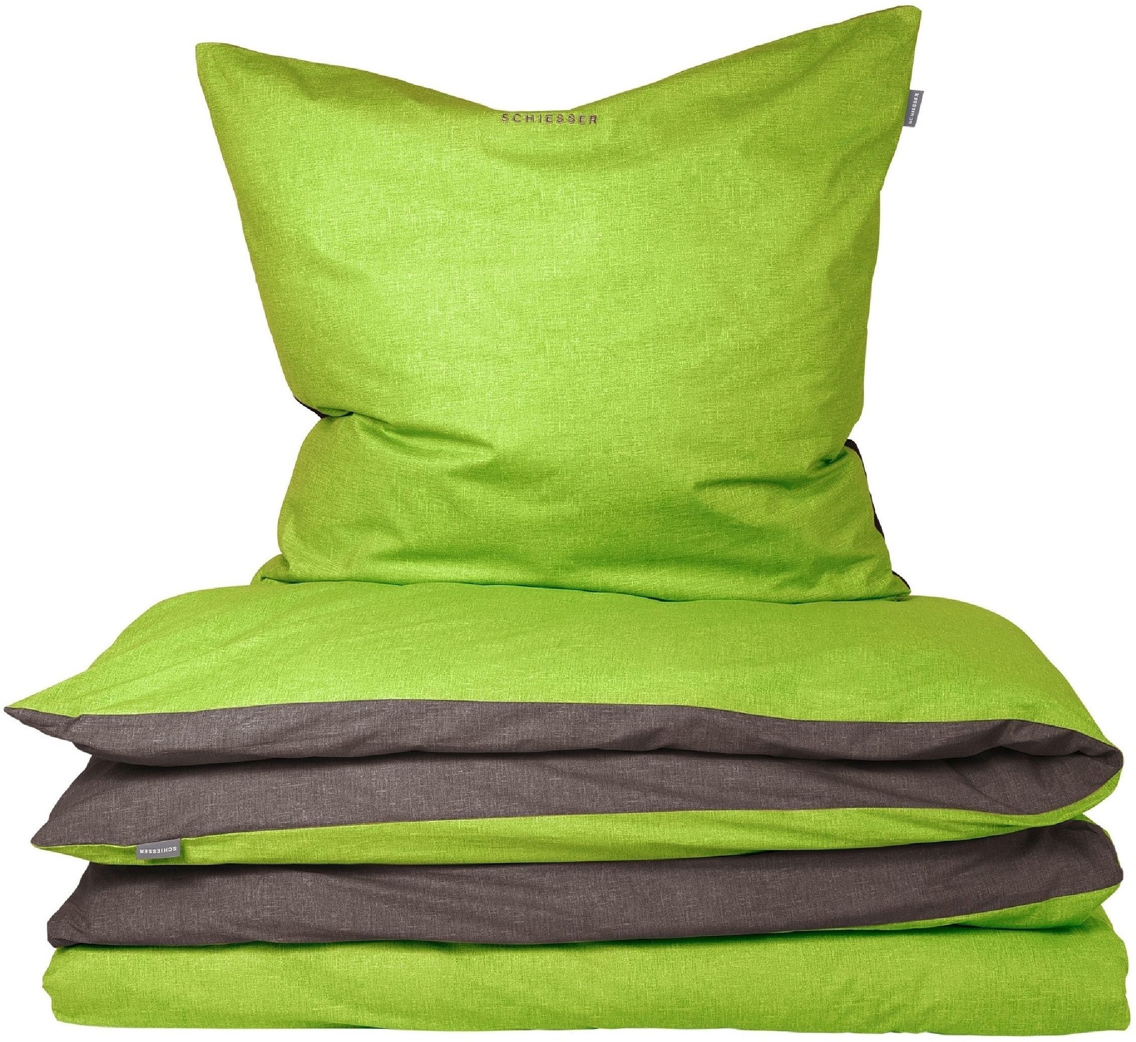 Schiesser Wendebettwäsche Doubleface aus weicher Baumwolle mit edlem Melangeeffekt, Renforcé, 2 teilig, ab Größe 135x200 cm erhältlich, OEKO-TEX® MADE IN GREEN