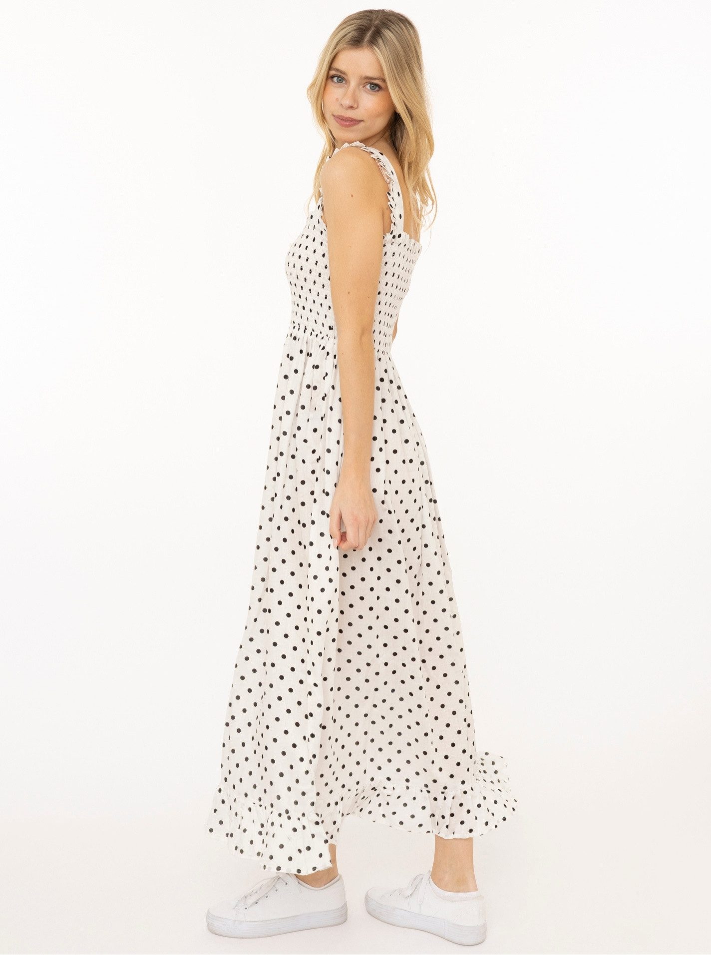 Zwillingsherz Maxikleid "Classic Dots" knöchellang, breite Träger, mit Punkten, elastisches Oberteil