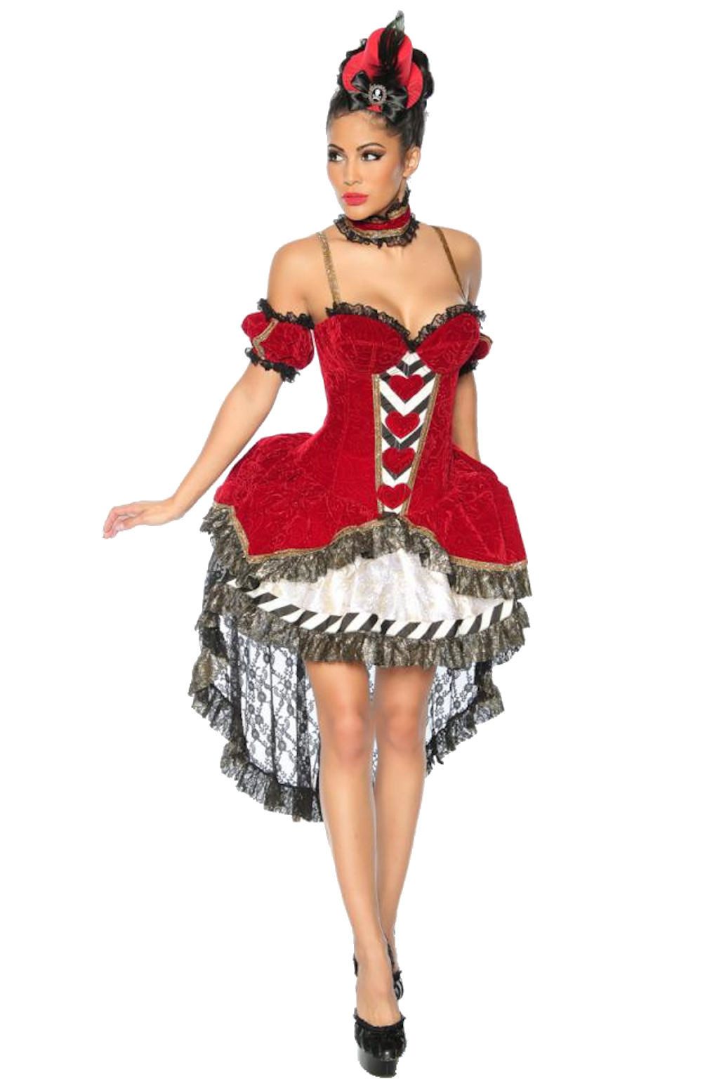 Atixo Kostüm Alice im Wunderland Kostüm Prinzessinnen Königin, Samt Karneval
