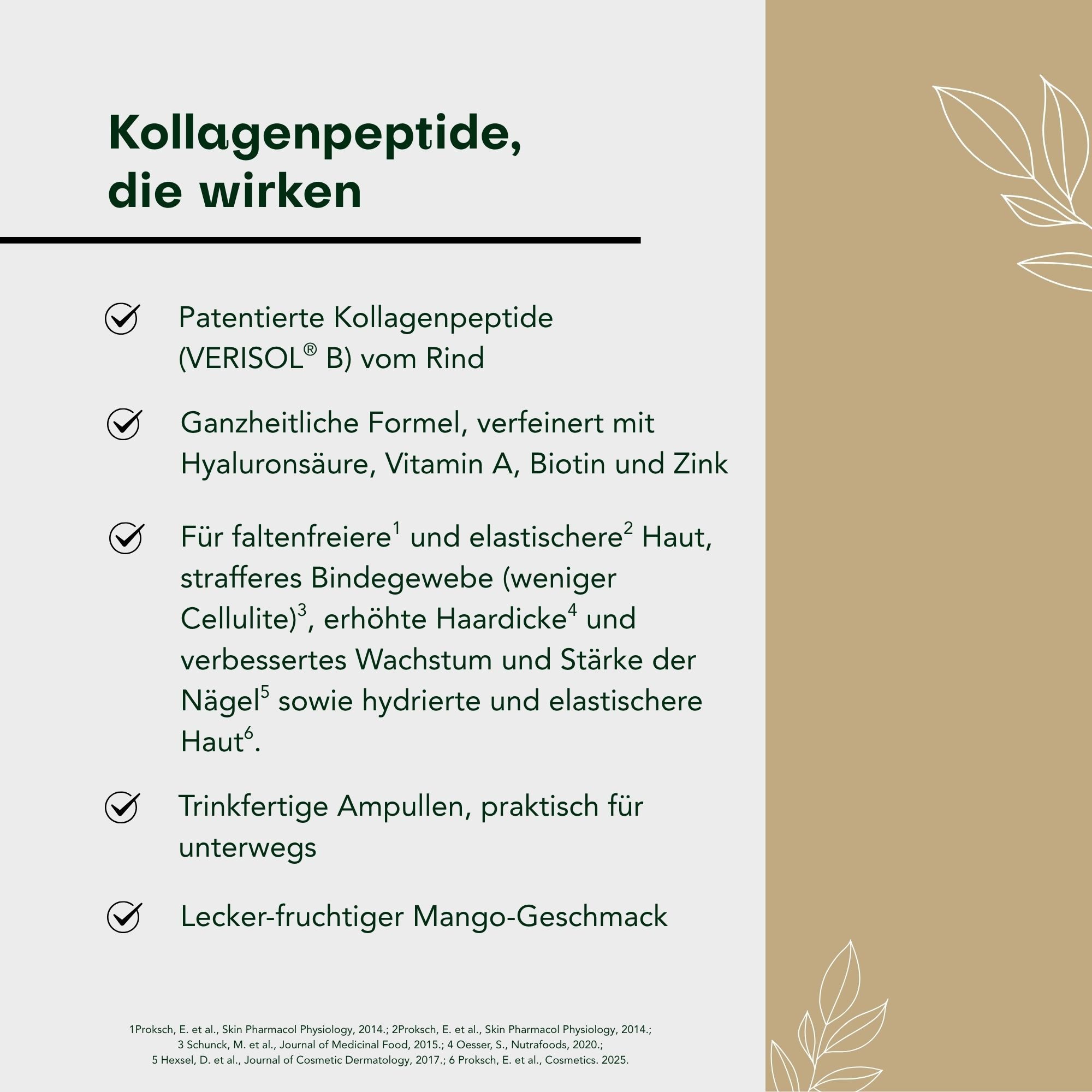 Aura Natura Kollagen Trinkampullen, mit Hyaluronsäure, Zink, Vitamin A und Biotin Trinkampullen, 1 er 30 St., Verisol Kollagen Peptiden Typ 1, 3