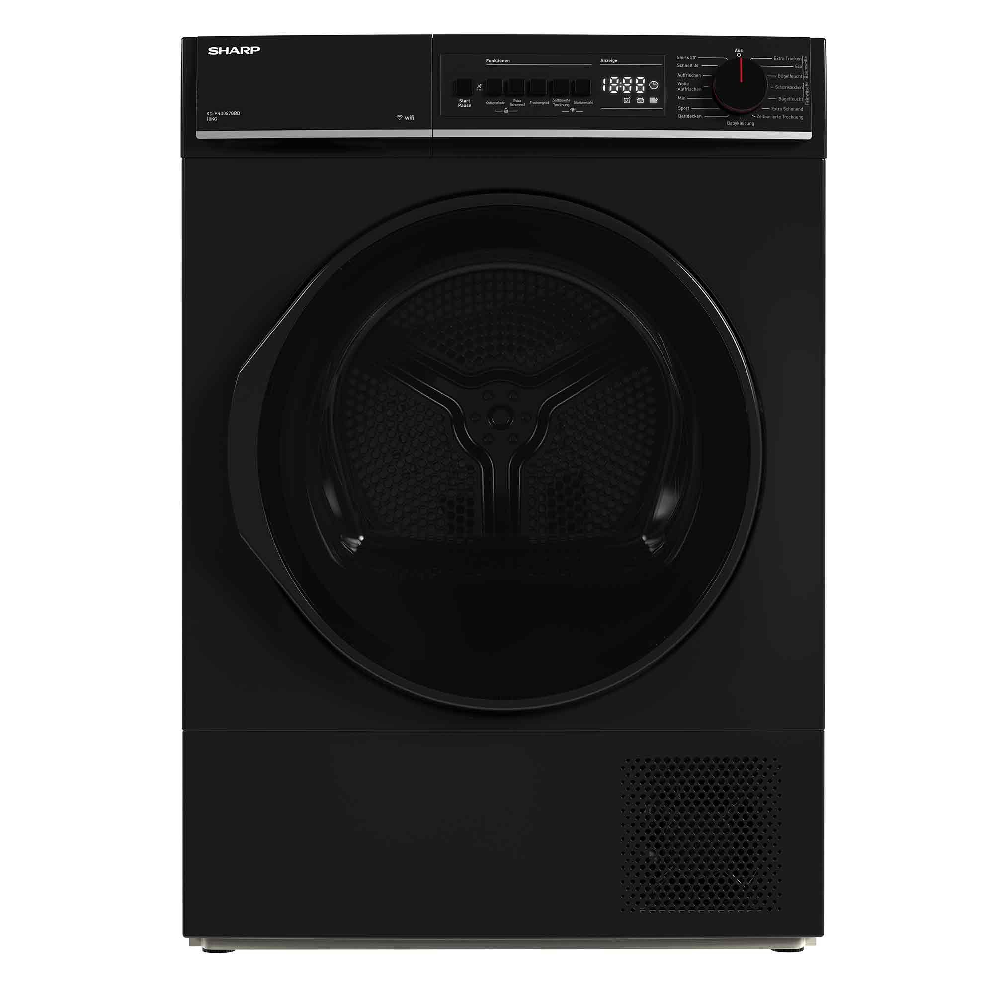 Sharp Wärmepumpentrockner KD-PRO0S7GBD-DE, WiFi, BubbleDrum, Trommel-Innenbeleuchtung, Zwei-Wege-Schleudern