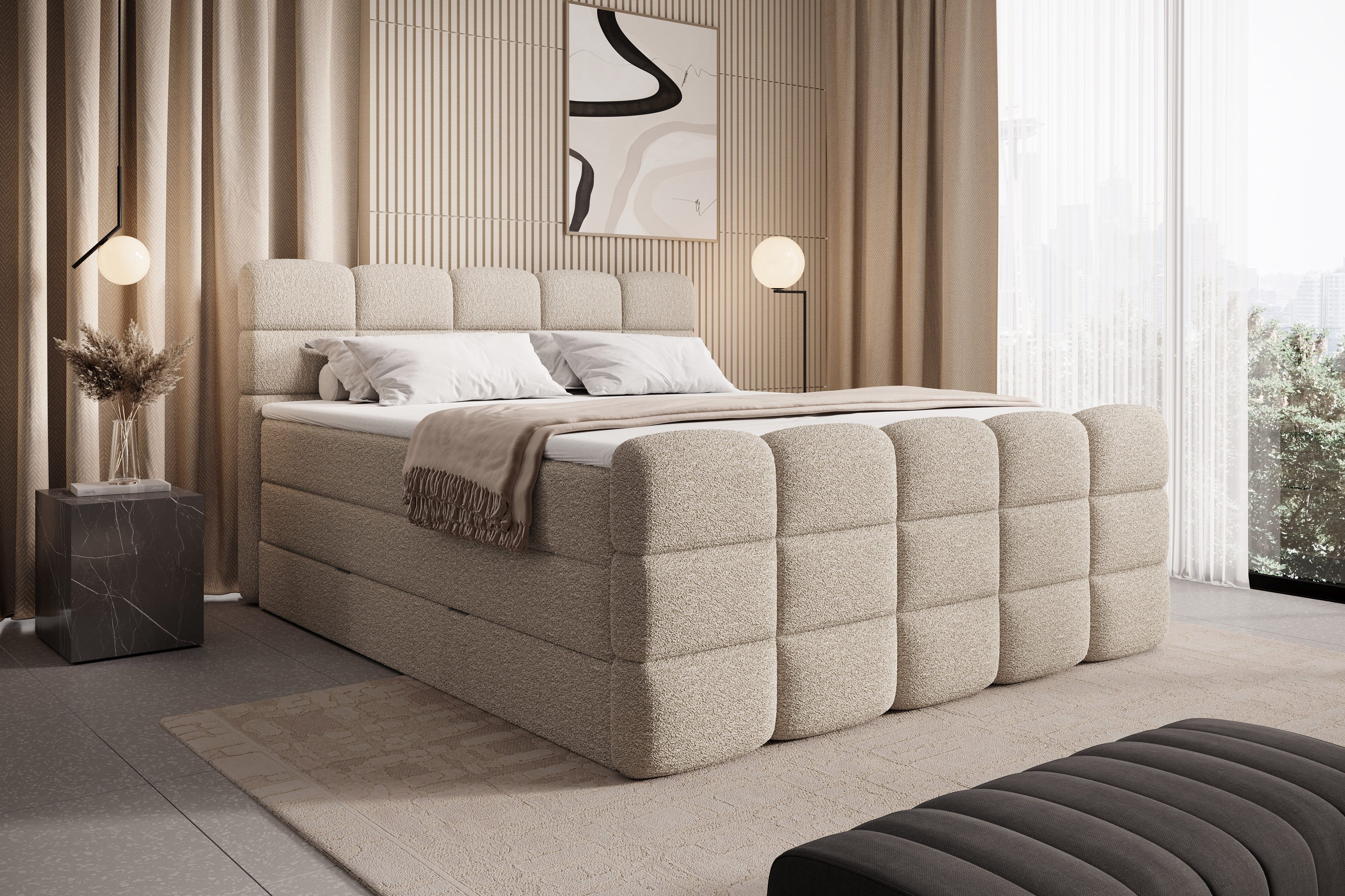 wonello Boxspringbett Carenzo, Doppelbett mit Bettkasten, wahlweise mit won günstig online kaufen