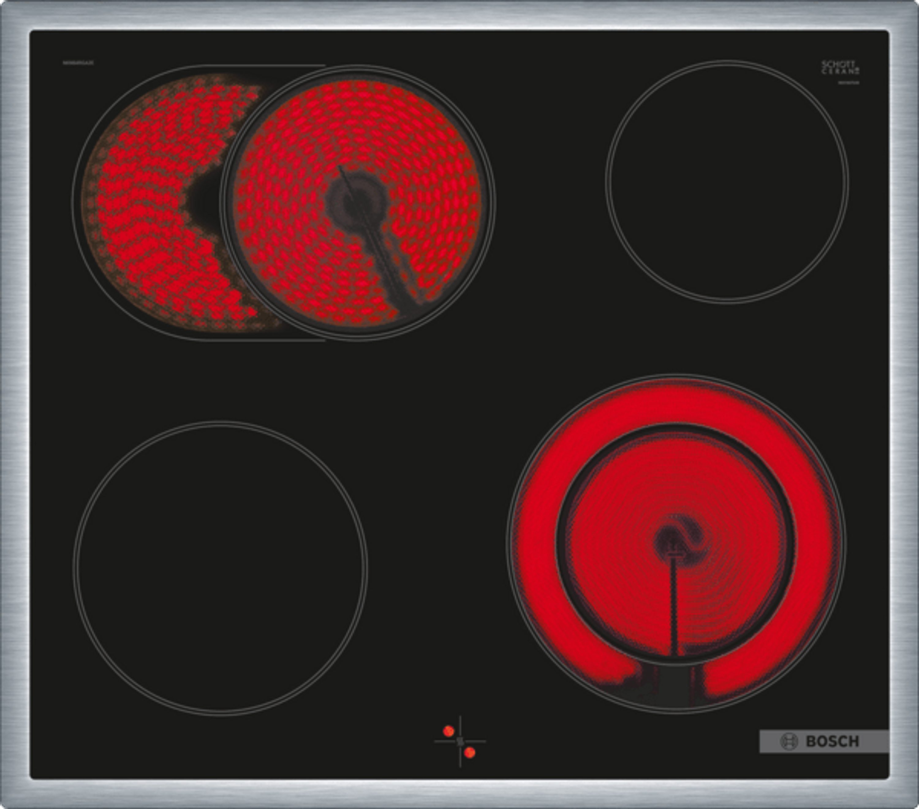 BOSCH Elektro-Kochfeld NKN64RGA2E, Bedienfeld, Bräterzone, Umlaufender Rahmen