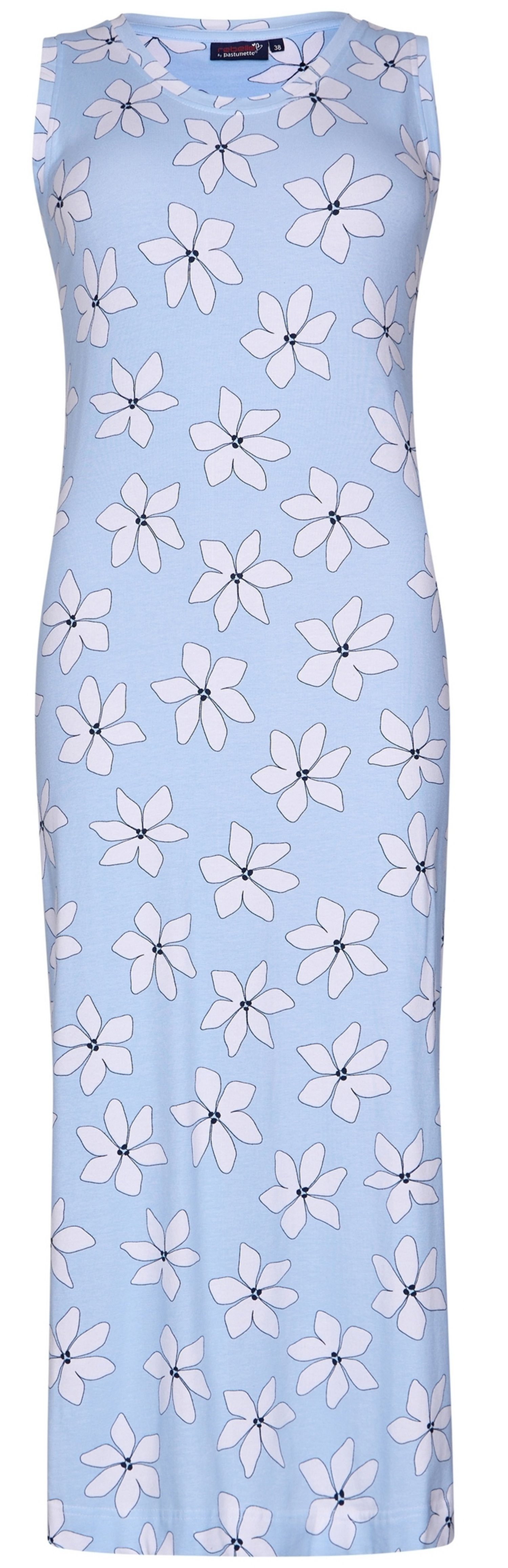 Rebelle Nachthemd Modisches Damen Schlafshirt lang ohne Arm (1-tlg) Blumen allover