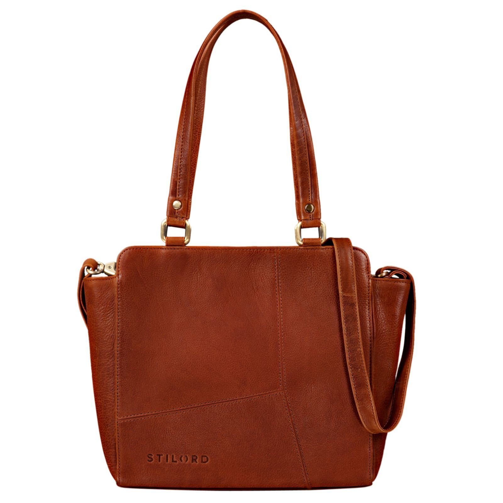 texas Elegante Handtasche STILORD "Anna" Ledertasche Damen - braun