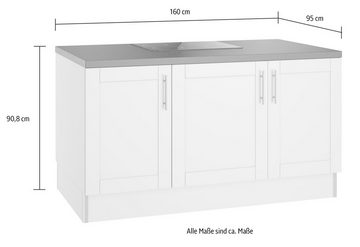 OPTIFIT Küche Ahus, Kücheninsel, Breite 160 cm, wahlw. mit E-Gerät, Soft Close Funktion