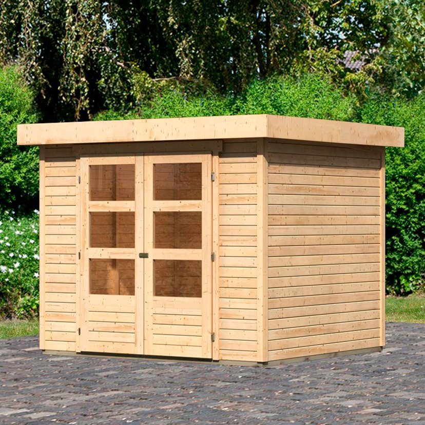 Karibu Gartenhaus Arnis 3, BxT: 266x238 cm, naturbelassen oder terragrau