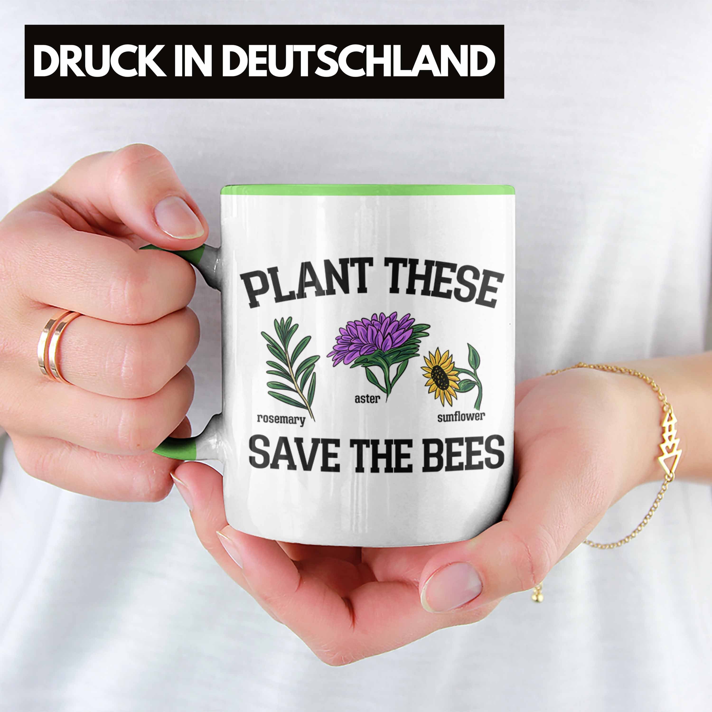 Trendation Tasse Lustige These Save Tasse für Bees Geschenk Plant Bienenliebhaber The Grün