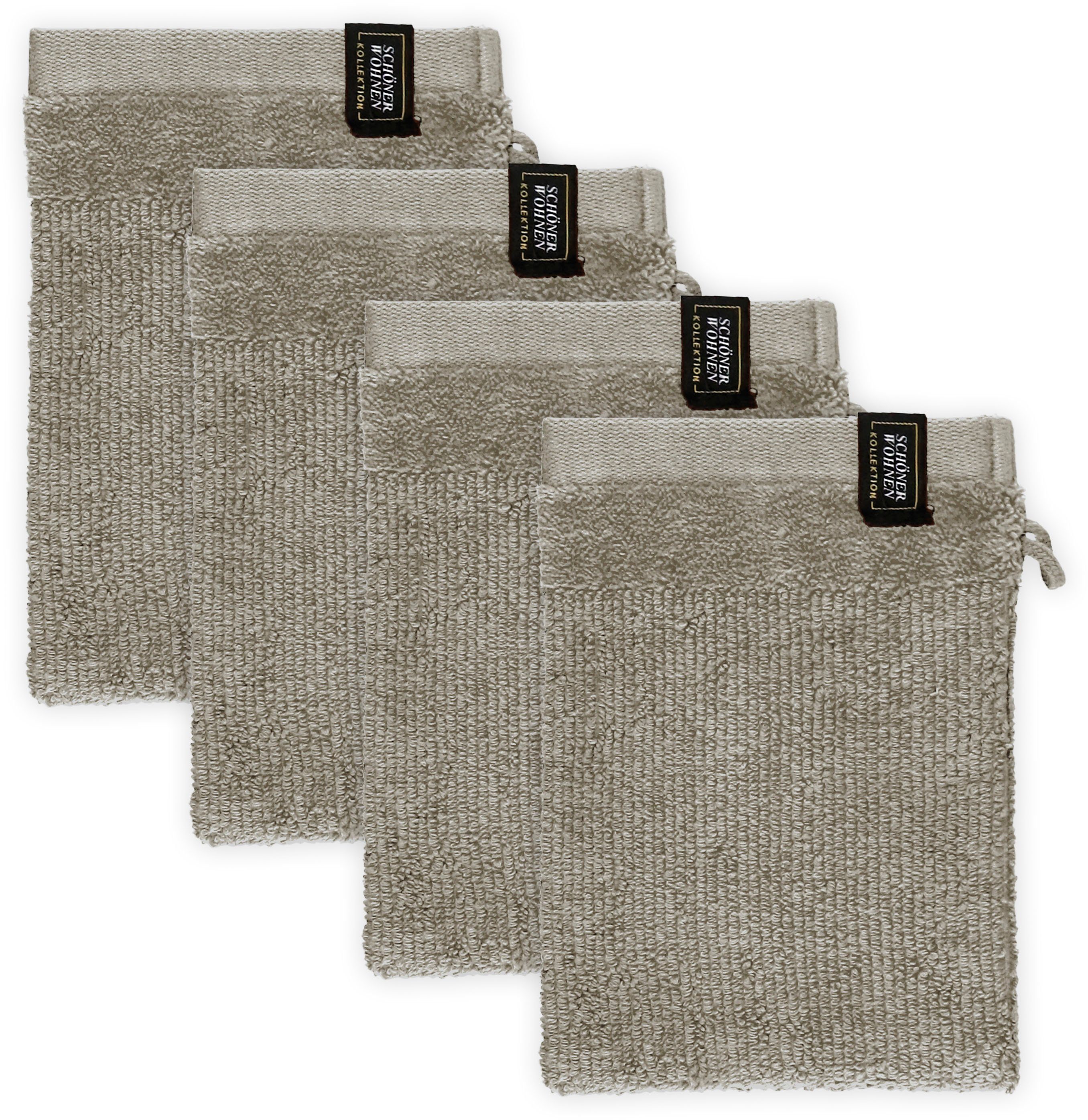 SCHÖNER WOHNEN-Kollektion Waschhandschuh Sense, (Packung, 4-St), mit Velourborte, hautschmeichelnde Airtouch Qualität, super weich