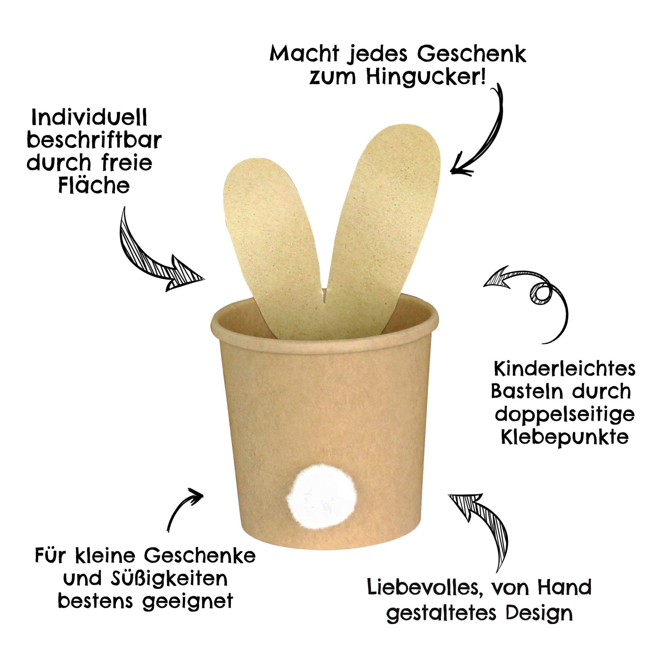 PAPIERDRACHEN Osternest 6 Osternester - Naturbraune Becher mit Ohren