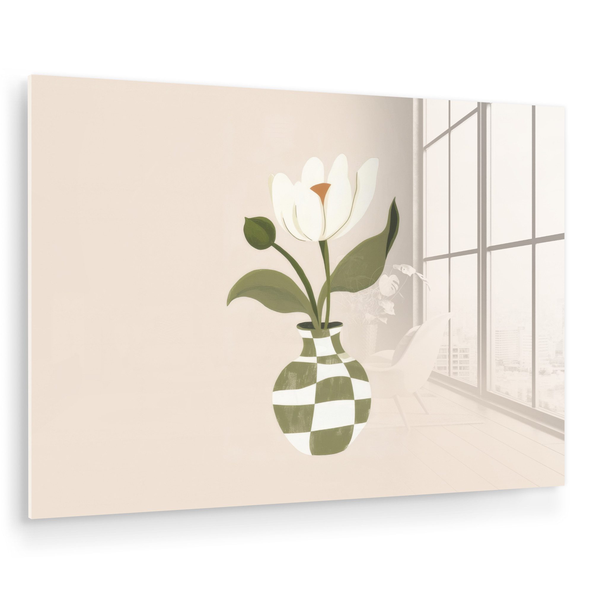 MuchoWow Acrylglasbild Vase - Kariert - günstig online kaufen