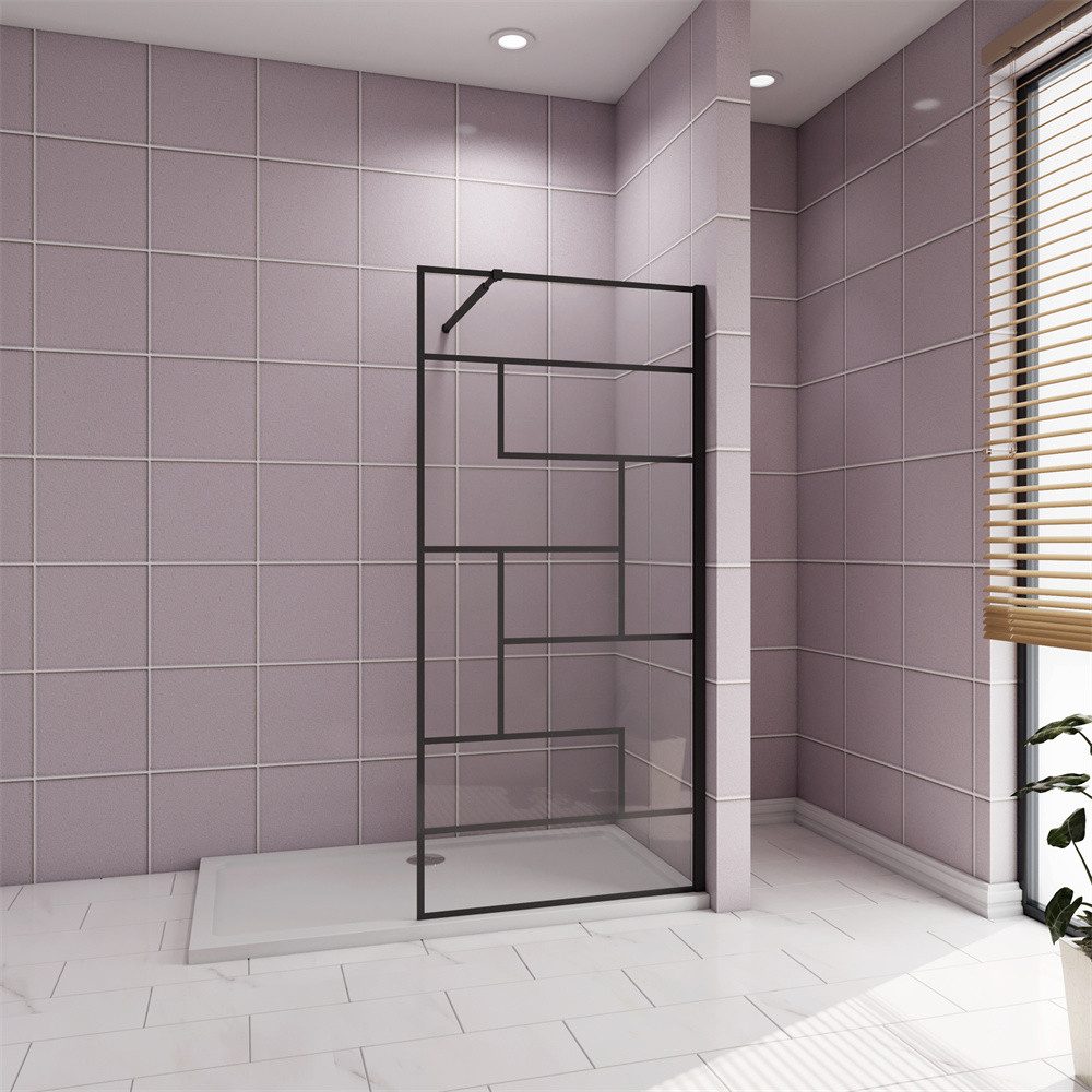 AICA Duschwand Walk in Dusche Nano mit unregelmäßigem Gitter Glaswand Duschkabine, Einscheibensicherheitsglas, (8mm Nano ESG mit unregelmäßigem Gitter), NanoGlas