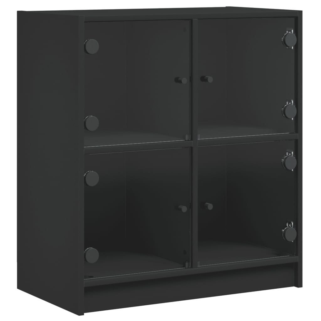 vidaXL Beistellschrank Beistellschrank mit Glastüren Schwarz günstig online kaufen