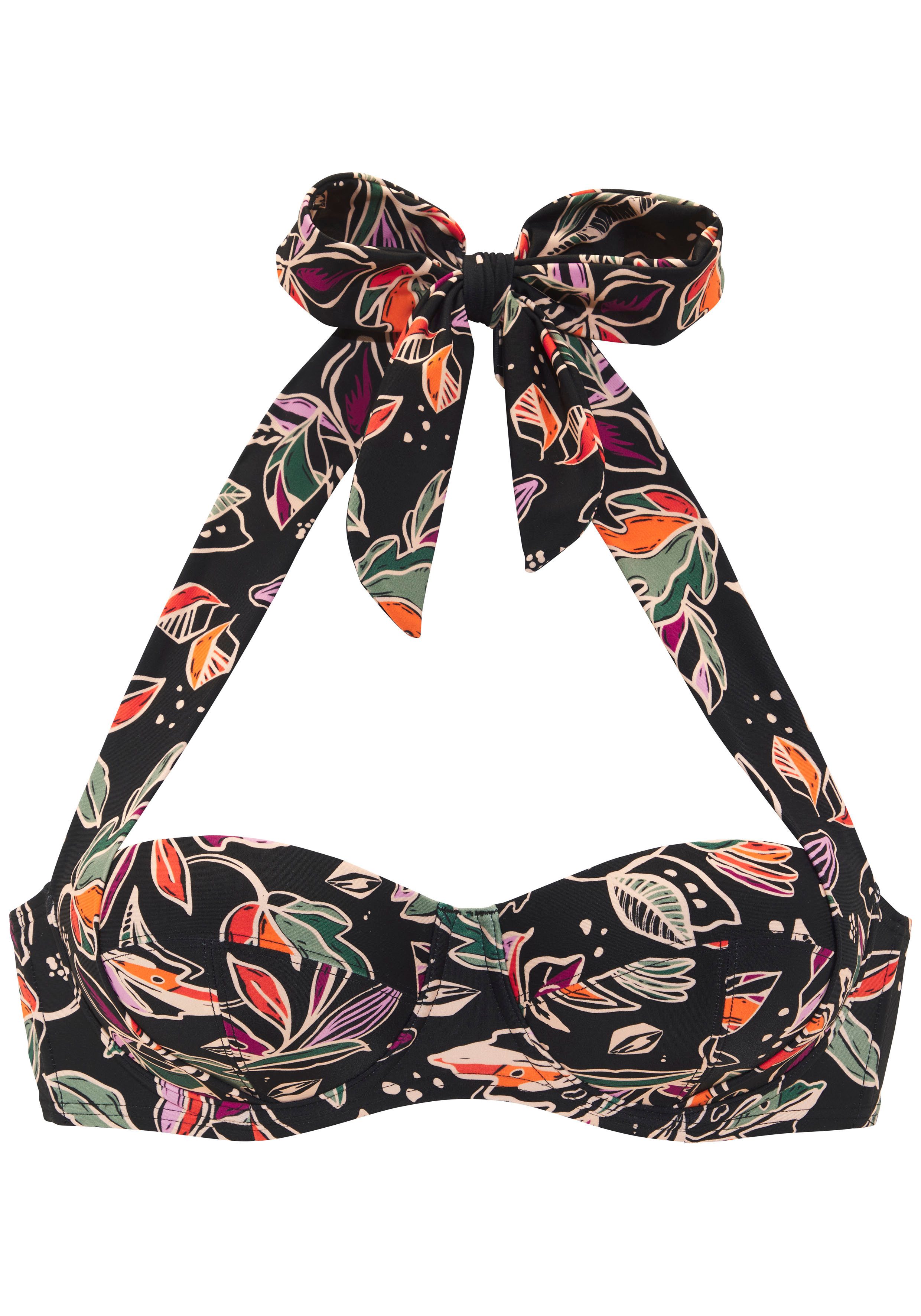 Buffalo Bügel-Bandeau-Bikini-Top Whoopi, mit modernem Blätterdruck