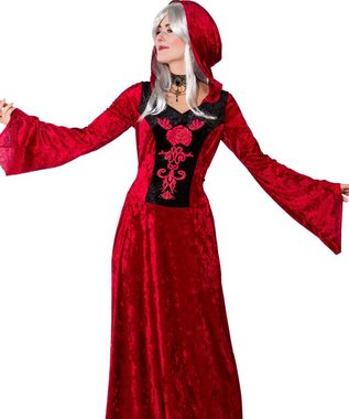 Karneval-Klamotten Burgfräulein-Kostüm Burgfrau Mittelalter Damenkostüm rot mit Kapuze, Königstochter Kostüm Damen Edelfrau Viktorianisches Frauenkostüm