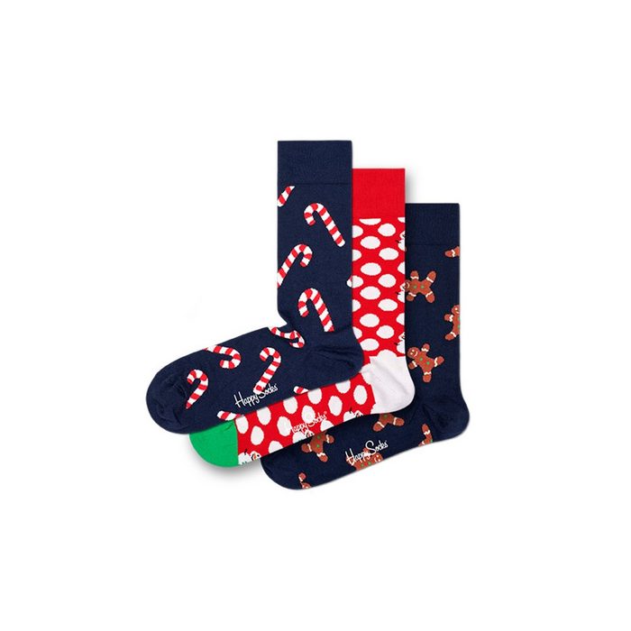Happy Socks Langsocken Gingerbread Geschenk Box (Spar-Set 3-Paar) 3 Paar Socken - Baumwolle - 3 Paar bunte Socken in einer Geschenkbox