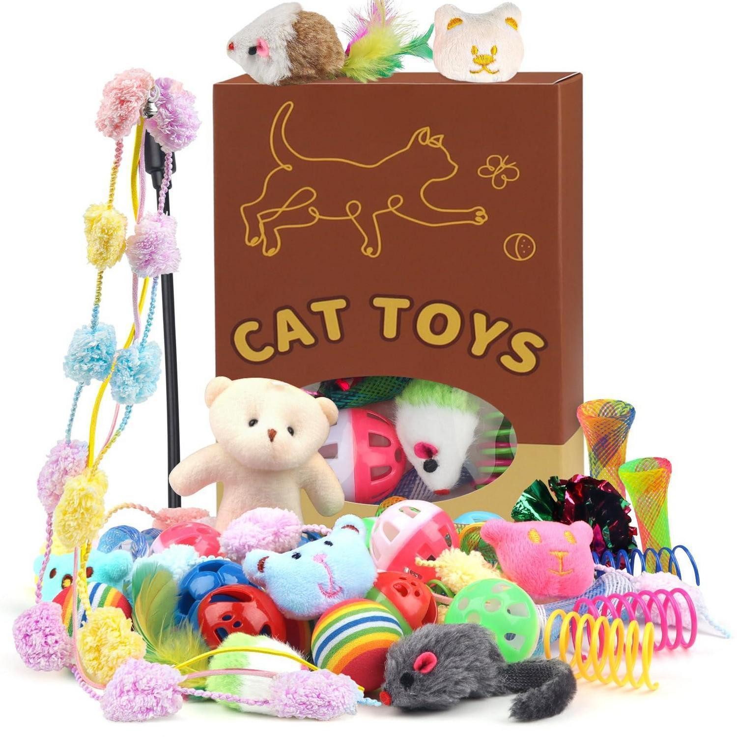 LuxusKollektion Tier-Beschäftigungsspielzeug Katzen Spielzeug Set 30-teilig Interaktiv, Textil
