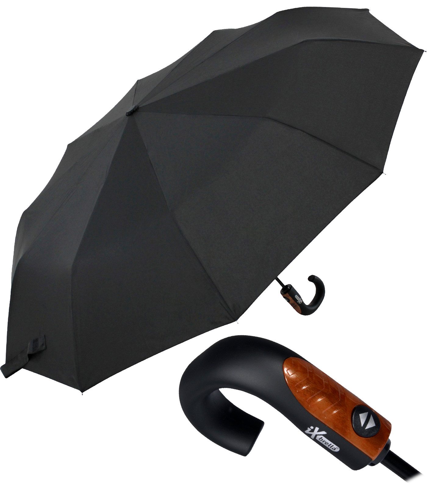 Taschenregenschirm mit Auf-Zu-Automatik und 10 Streben
