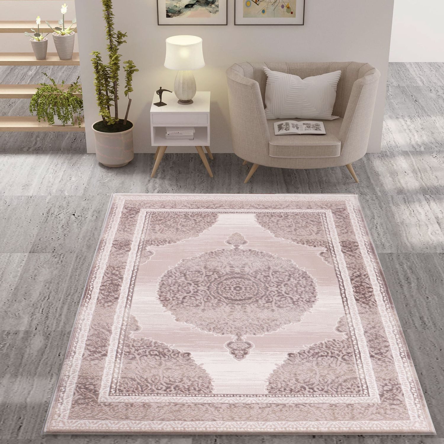 Vimoda Orientteppich Designer Teppich Wohnzimmer Beige Elegant Orientalisch günstig online kaufen
