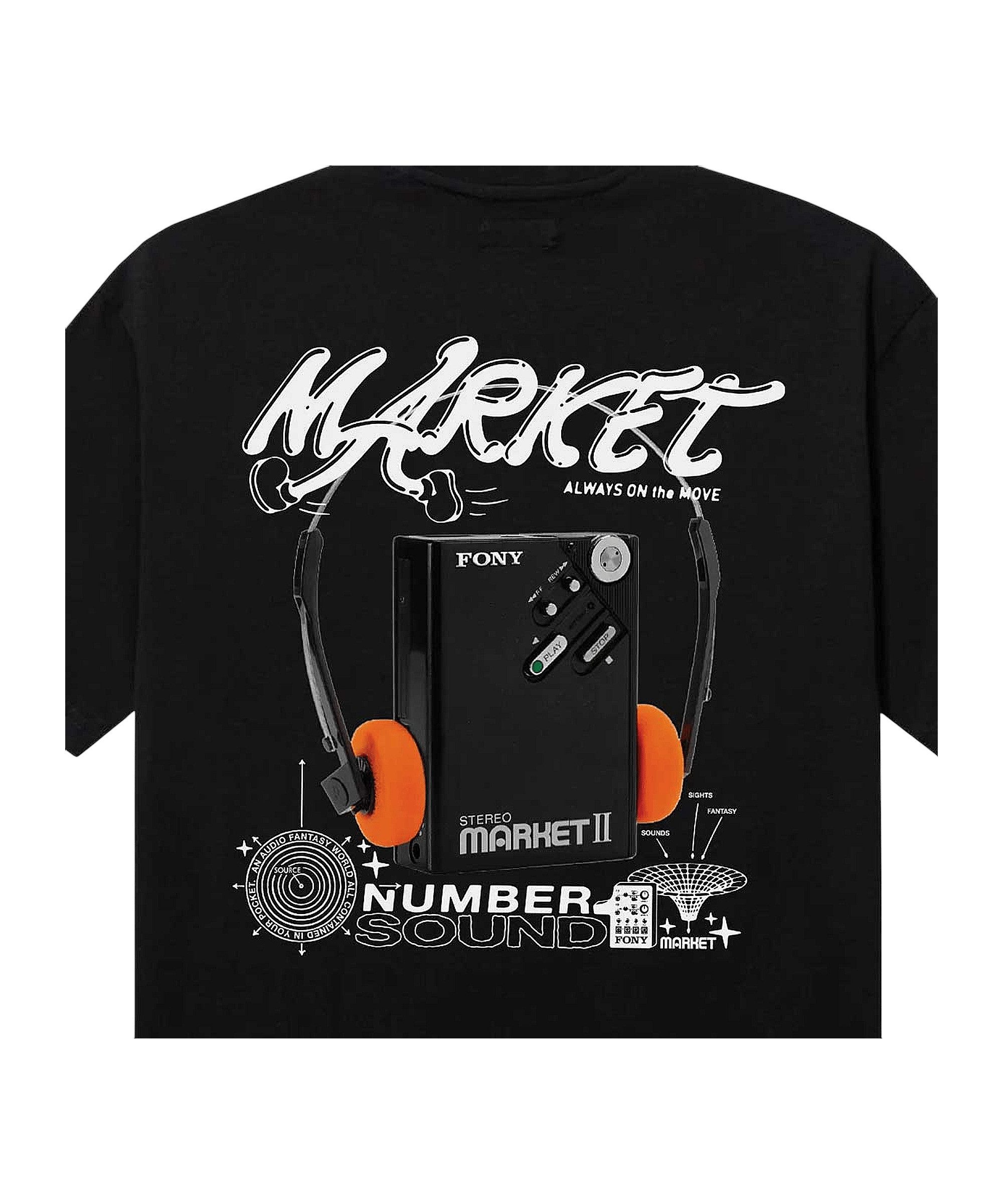 Market T-Shirt Market Audioman T-Shirt Kurzarm-Shirts Herren Baumwolle