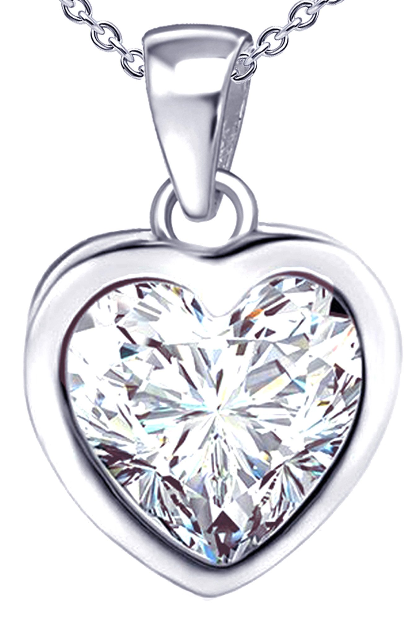Herzkette 925 Sterling Silber Kette mit Herz Anhänger