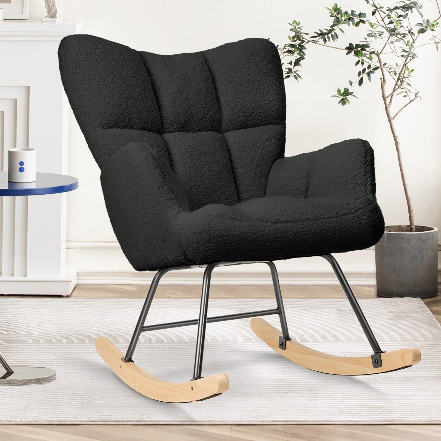 HawthyHome Schaukelstuhl gepolstert Relaxsessel für Wohnzimmer günstig online kaufen