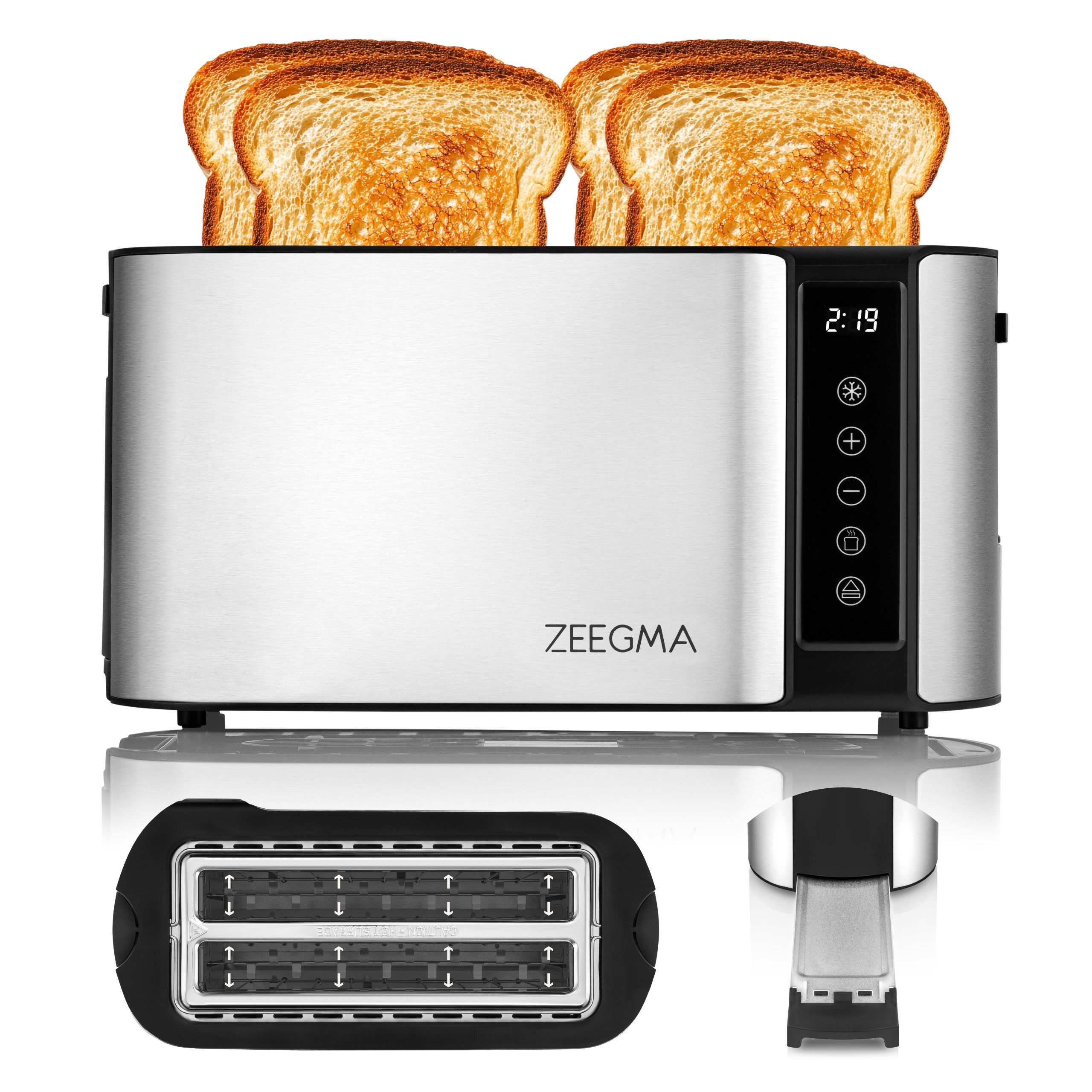 Zeegma Тостеры TOSTEE CHEF EASY, 2 lange Schlitze, für 4 Scheiben, 1500 W, 4 Toasts gleichzeitig/Touchpanel/LED/Bröselschublade/1500W