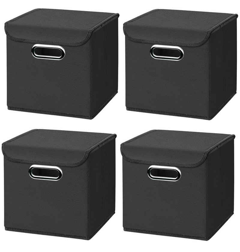 StickandShine Faltbox 4 Stück Faltboxen 25 x 25 x 25 cm Stoffboxen faltbar mit Deckel in verschiedenen Farben (4er SET 25x25x25) 25cm
