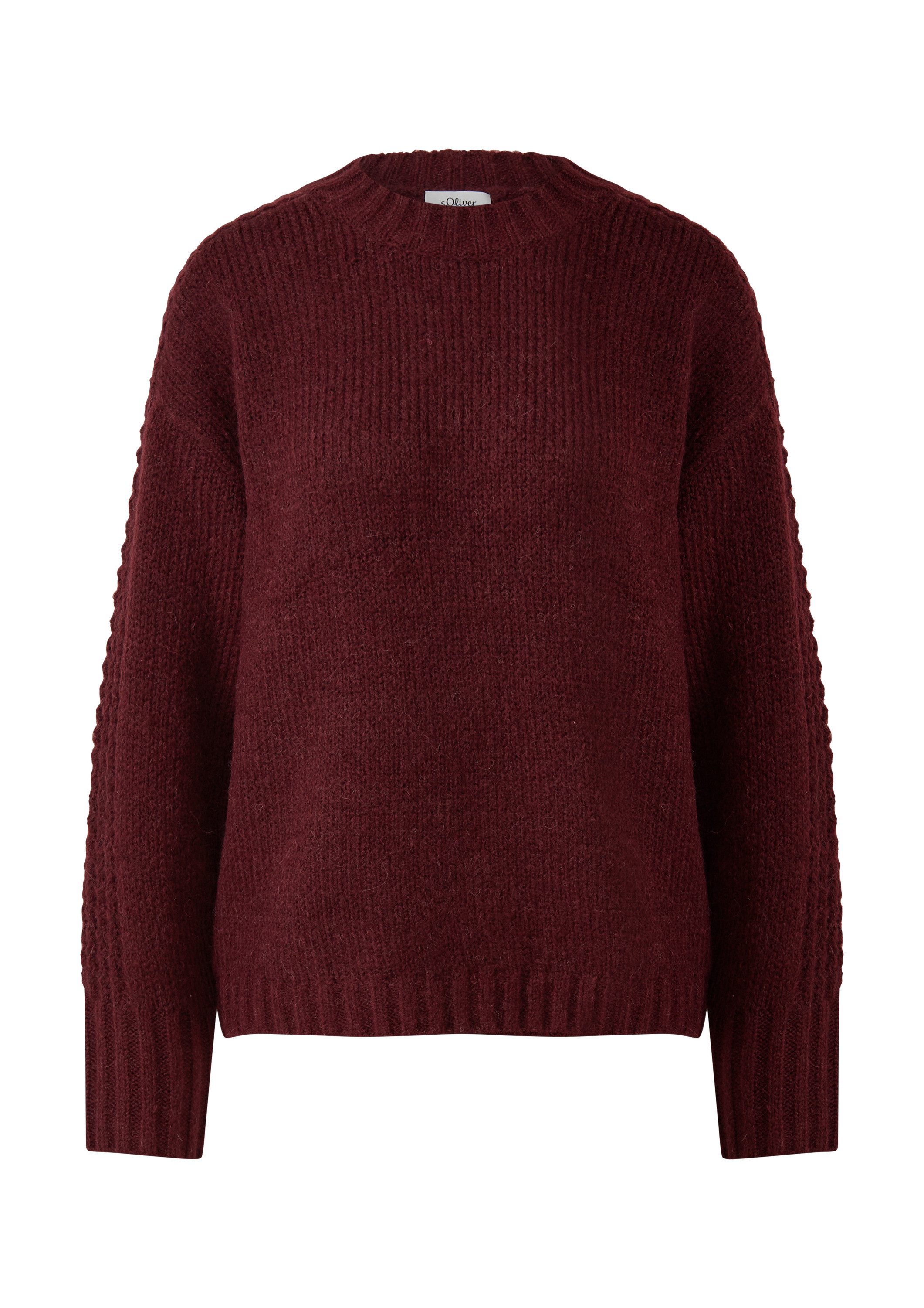 s.Oliver Longpullover Strickpullover Strickpullover aus Alpakamix im Relaxed Fit