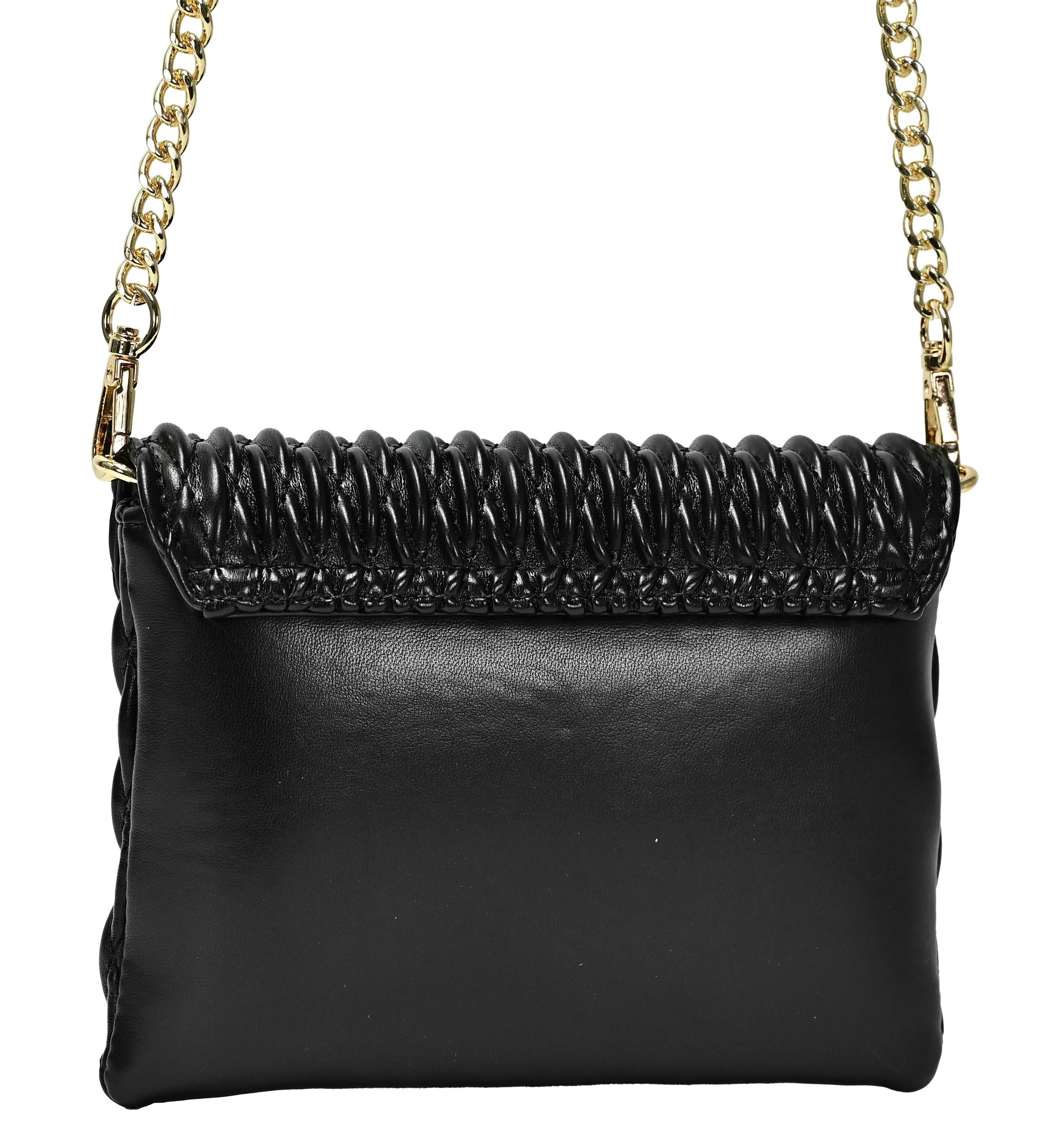 L. CREDI Clutch L.CREDI Damen Clutch ROXANNE schwarz mit Kette (1-tlg), Wellenstruktur