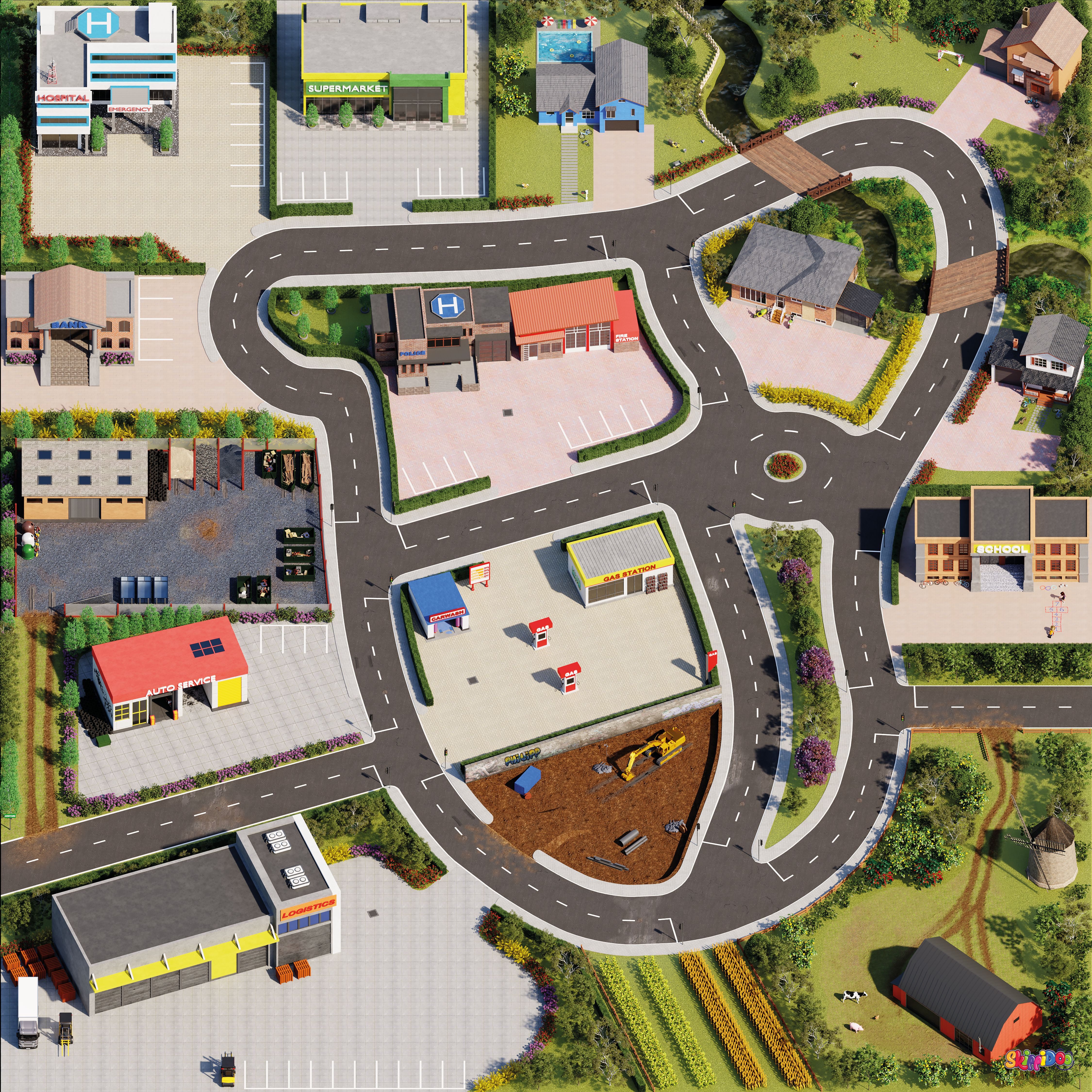 SkippiDoo Kinderteppich Straßenteppich Spielteppich Kinderzimmer Teppich Au günstig online kaufen