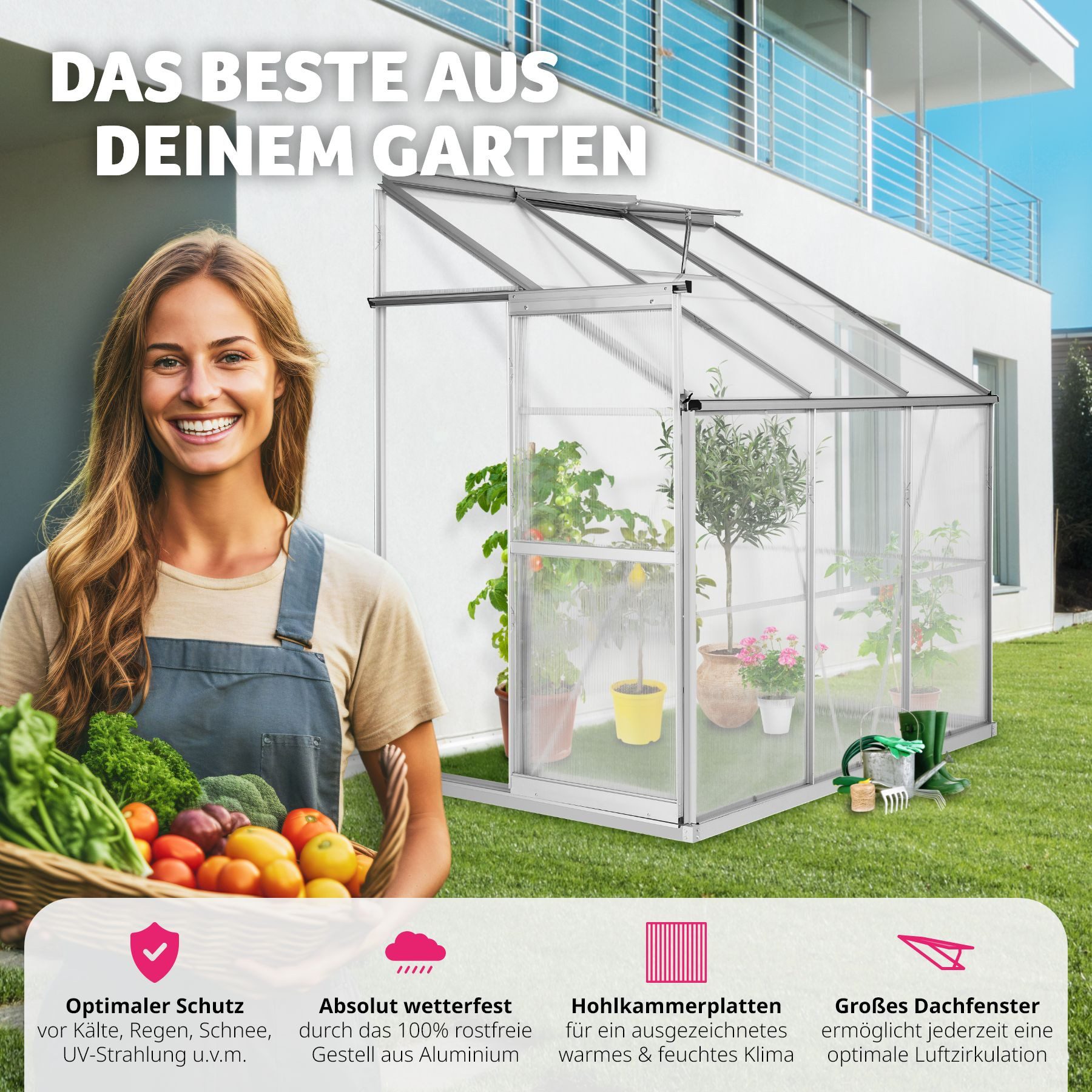 tectake Gewächshaus Anlehngewächshaus ...