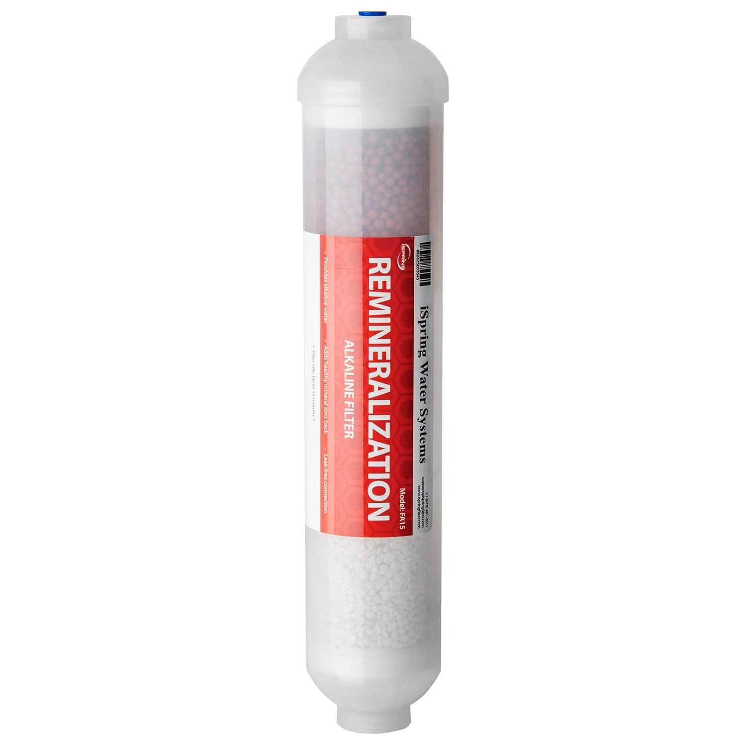 iSpring Ersatzfilter FA15 Alkalisierende Mineralpatrone für RO-Anlagen, 25 cm, mit Calcit & Mineralkugeln