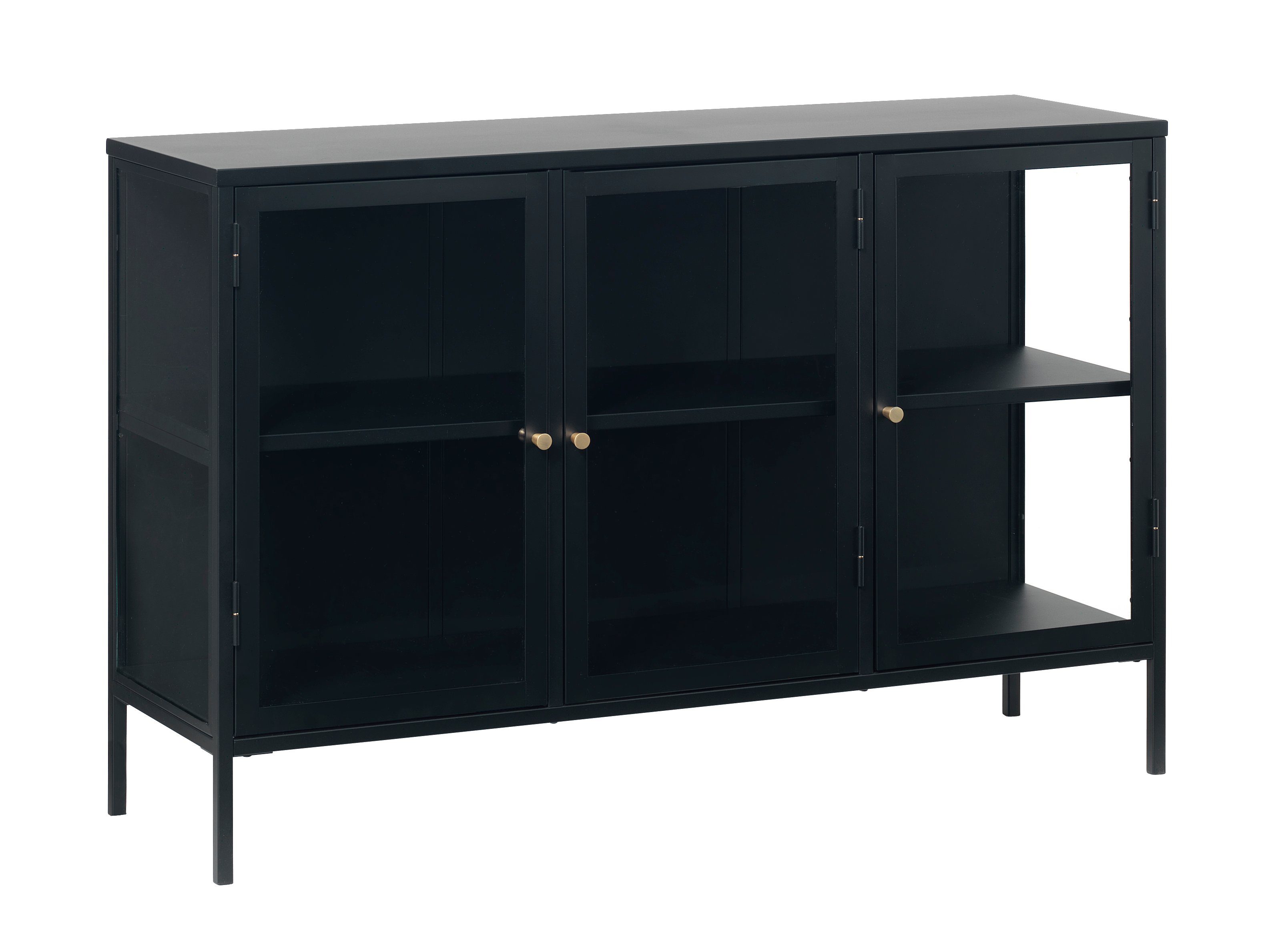 ebuy24 Sideboard Carmel Sideboard mit 3 Glastüren Stahl schwarz.