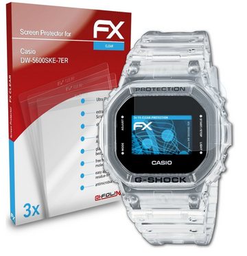 atFoliX Schutzfolie Displayschutz für Casio DW-5600SKE-7ER, (3 Folien), Ultraklar und hartbeschichtet