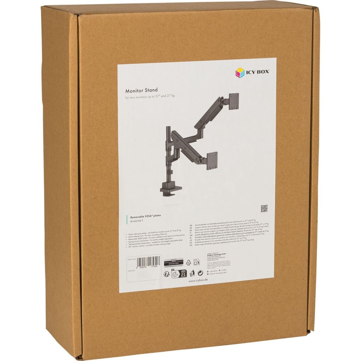 ICY BOX Monitor-Halterung IB-MS702-T Monitorständer für 2 Monitore