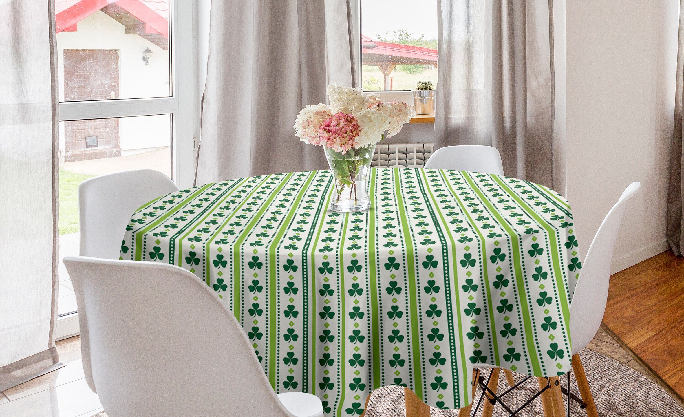 Dekoration, Abakuhaus Clovers Kreis Esszimmer Irish Blumen Küche Abdeckung für Tischdecke Linien Punkte Tischdecke
