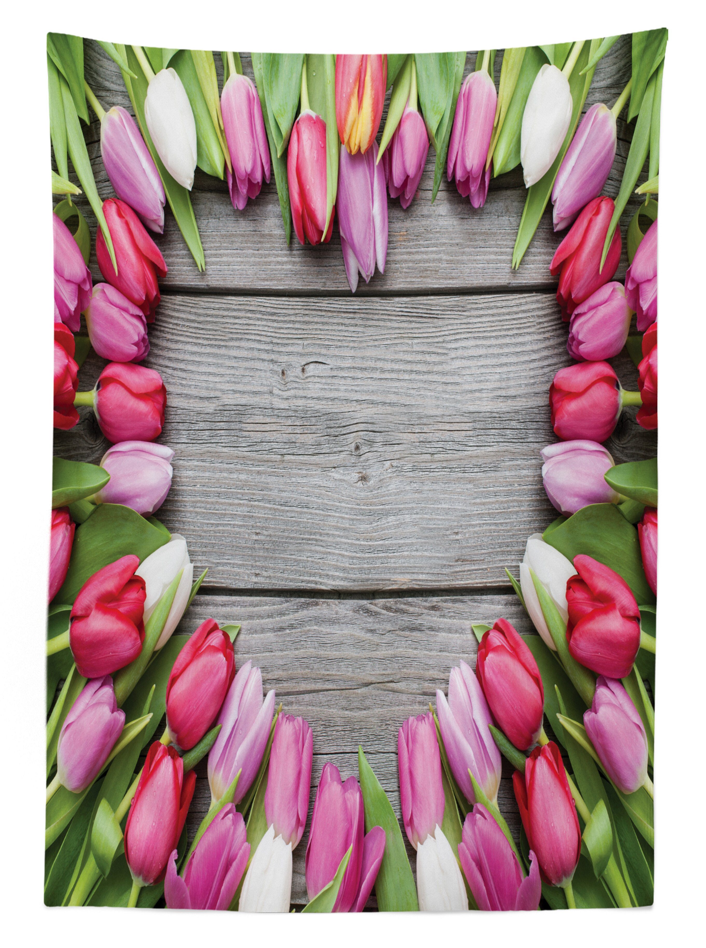 Abakuhaus Tischdecke Farbfest Waschbar Für Klare Tulpen Bunt Rahmen Außen den Farben, von geeignet Bereich frischen