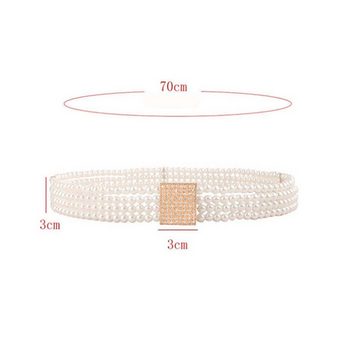 FIDDY Gürtelriemen Geometrische, quadratische Taillenkette aus Perlenstretch Vielseitiger Gürtel mit verzierten Kleideraccessoires
