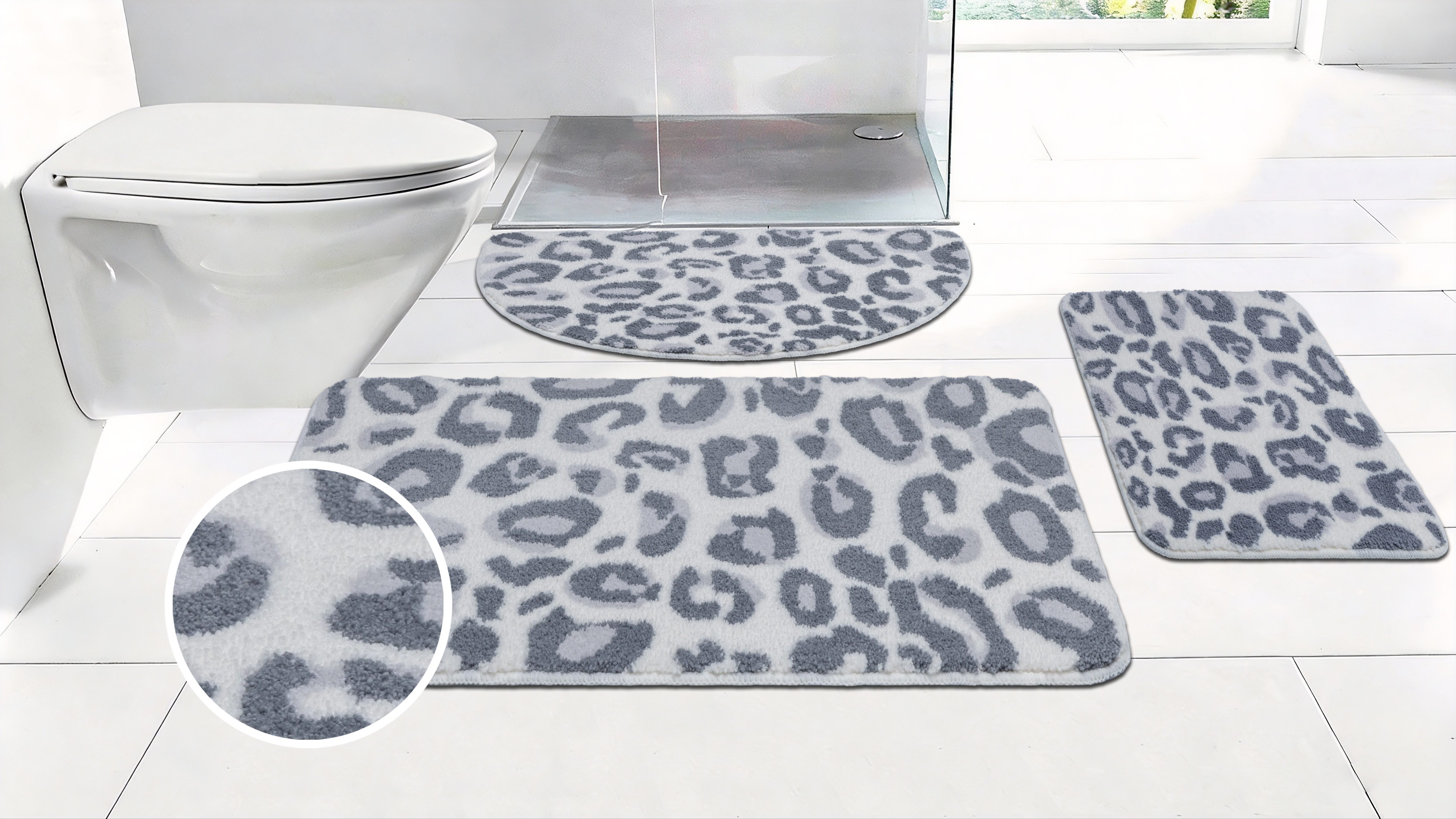 OTTO home Badematte Regona Leo, Badvorleger, Badezimmer Teppich, Duschvorleger, Höhe 10 mm, rutschhemmend beschichtet, schnell trocknend, fußbodenheizungsgeeignet, Polyester, rechteckig, Leoparden-Muster, Animal Print, modern