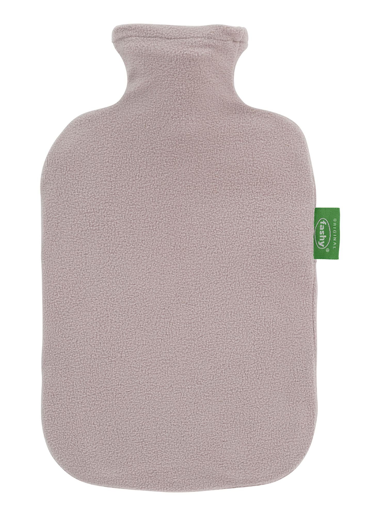 Fashy Wärmflasche Wärmflasche mit Flauschbezug Vliesbezug Fleecebezug 2L Taupe Fashy