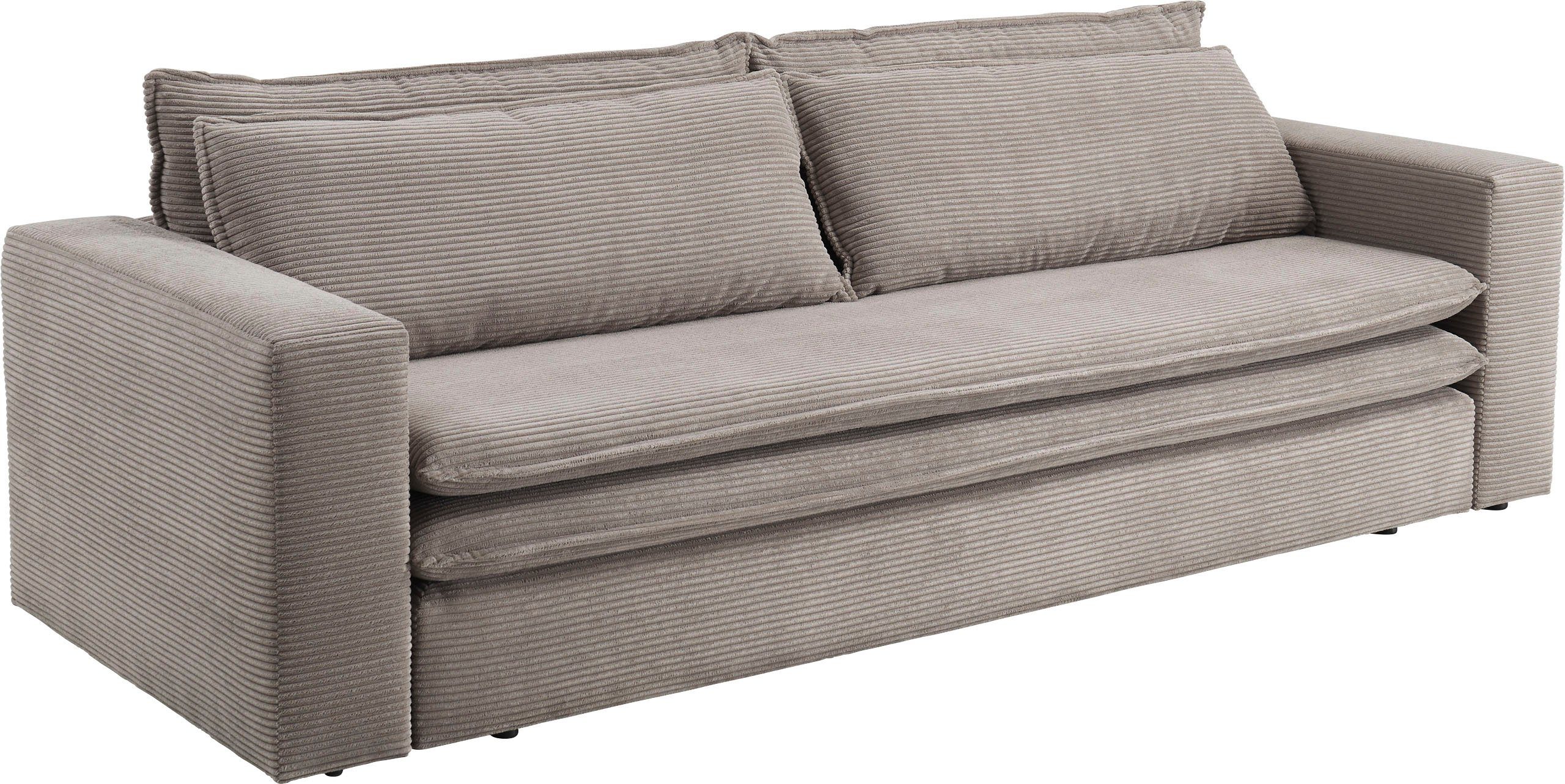 Set PIAGGE, of Bettfunktion 3-Sitzer-Sofa mit (2-tlg), im und Sitzgruppe Hellbraun Places Loveseat-Hocker Style