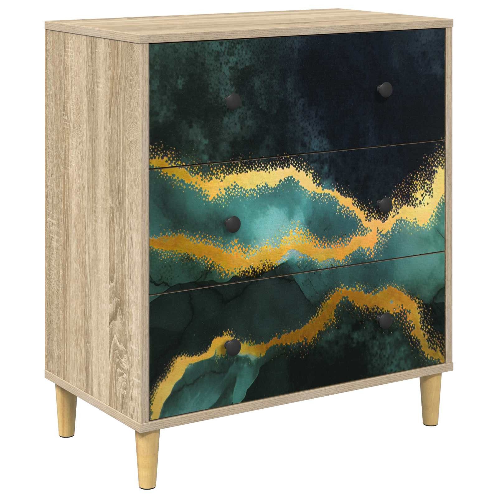 vidaXL Kommode 66 x 36,5 x 75 cm Kommode Schubladenschrank Sideboard WIJHE Türkis mar