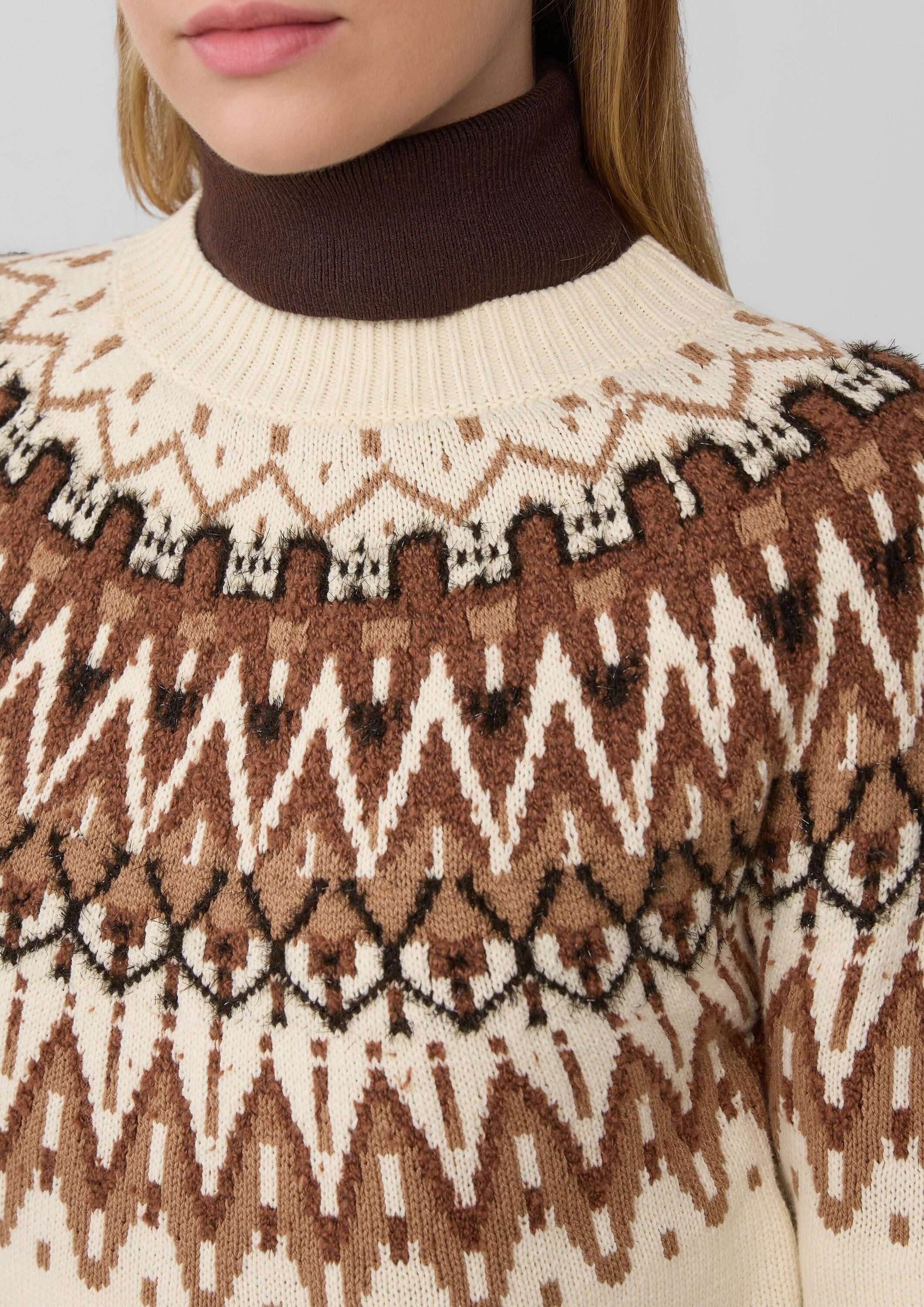 s.Oliver Longpullover Strickpullover Strickpullover mit Jacquard-Muster
