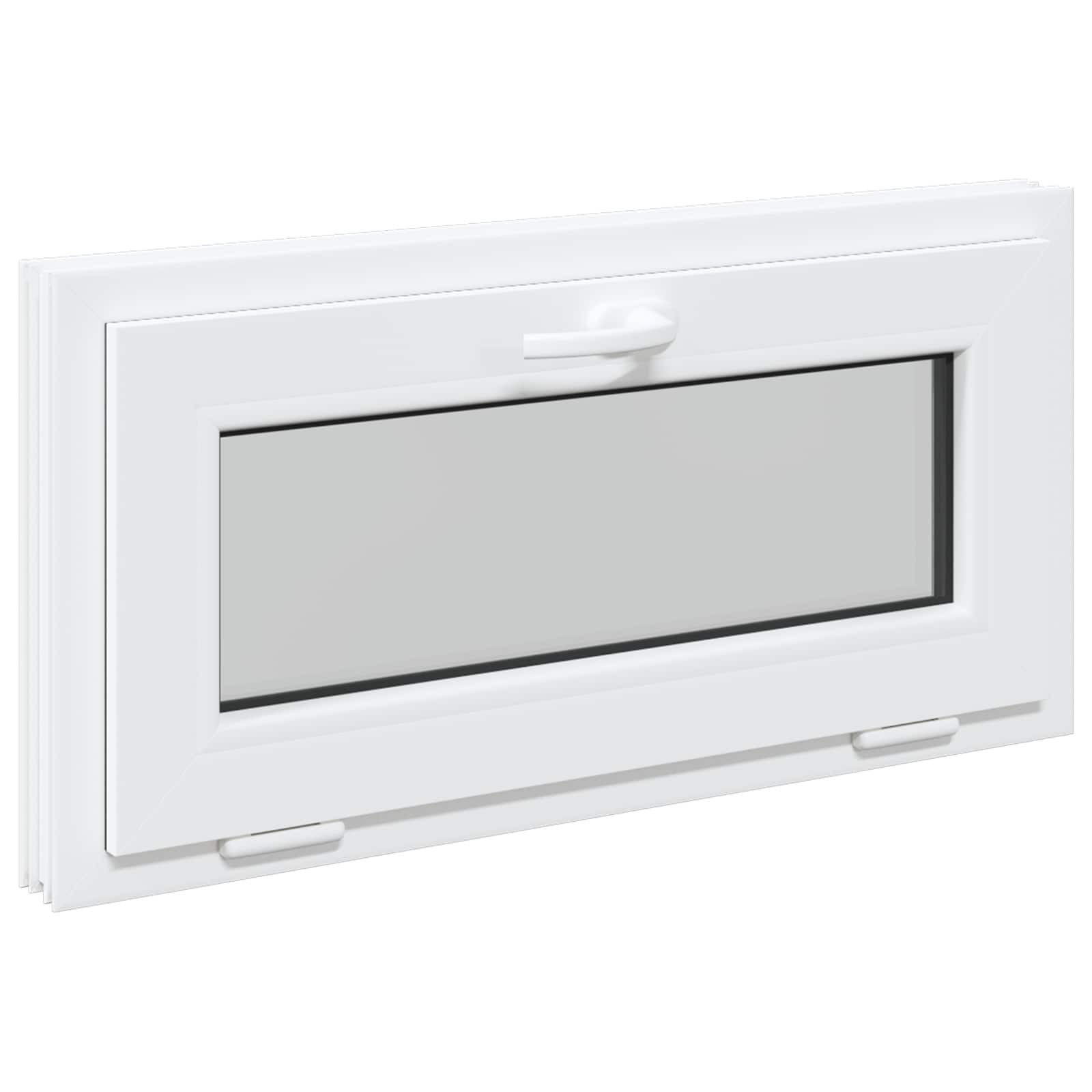 vidaXL Fenster Kellerfenster RISOR 80 x 40 cm PVC und Glas Weiß, (1 St)