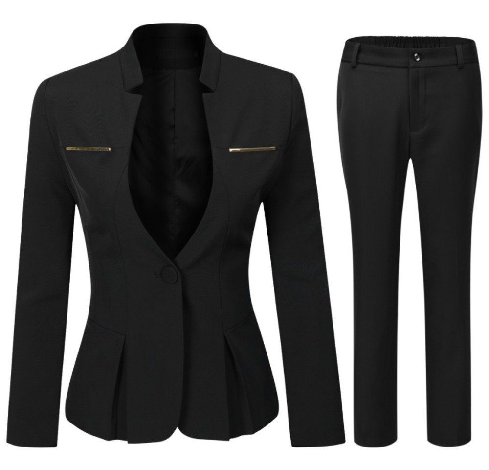 Allthemen Hosenanzug (2 tlg) Damen Eleganter Business Anzug Set mit einem Knopf